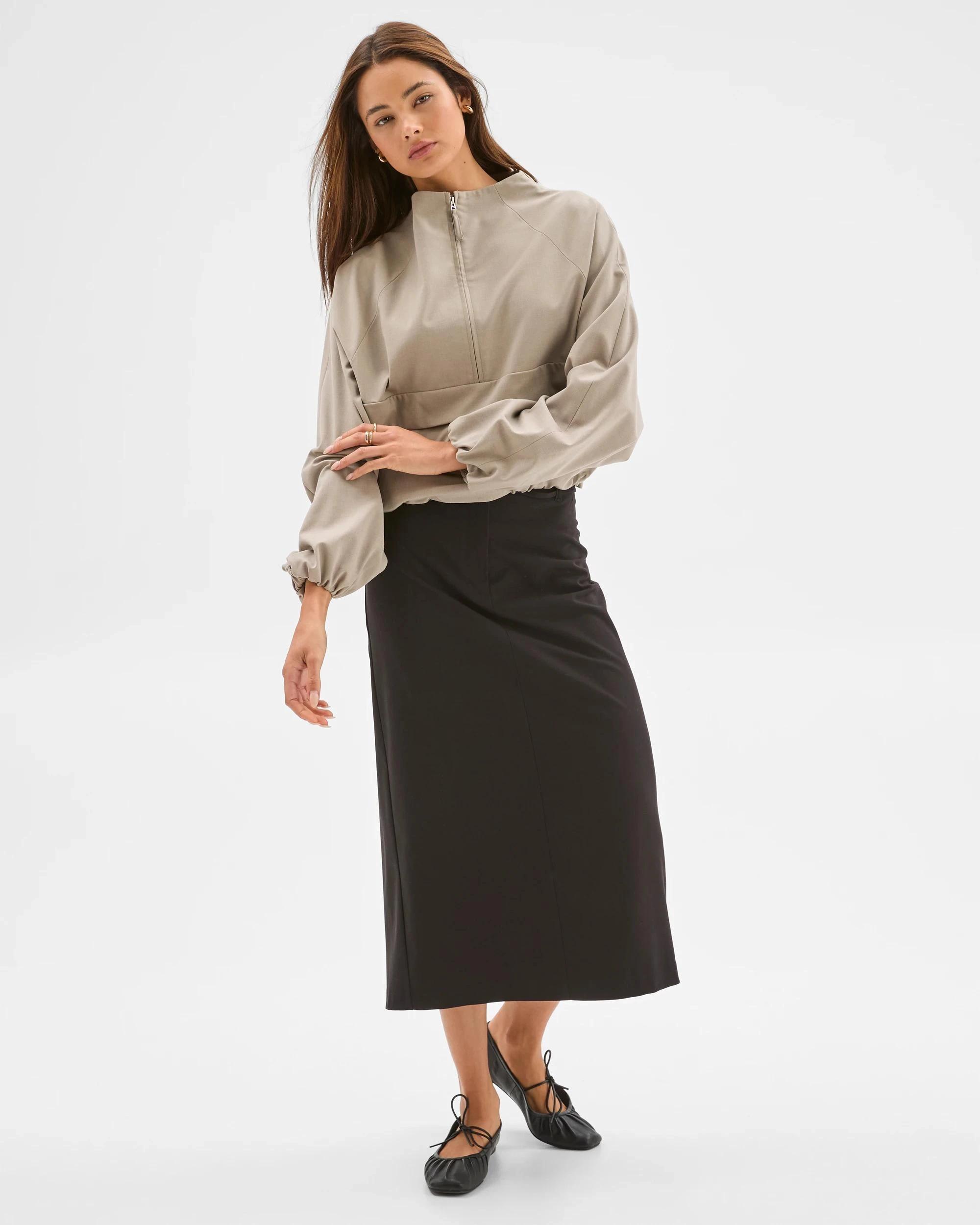 3 Lily Loves Tailored 1/4 Zip Jacket LIGHT KHAKI, 3 of 6