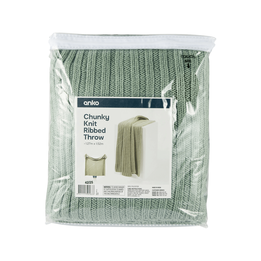 7 Chunky Knit Ribbed Throw - Sage, 7 of 7