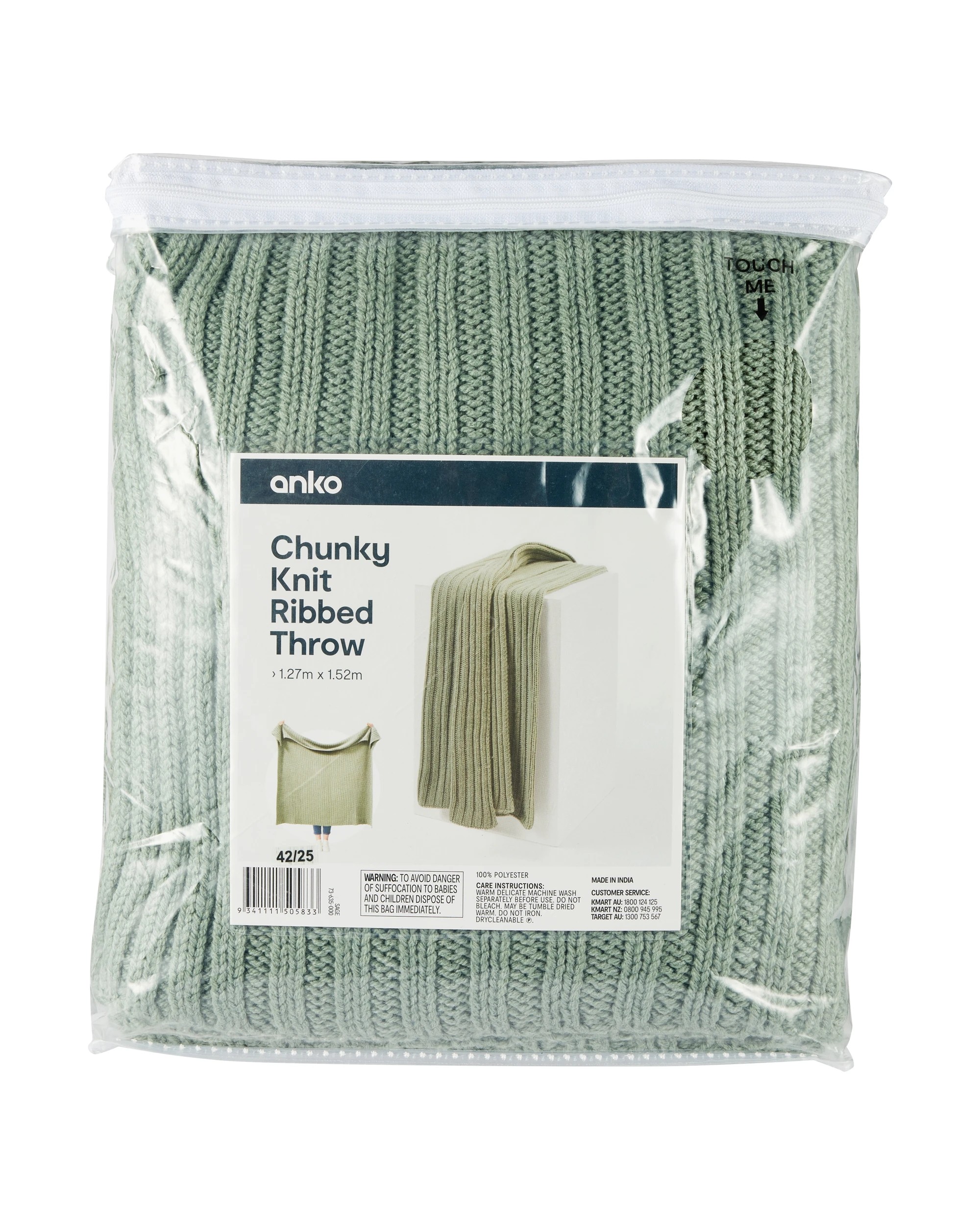 7 Chunky Knit Ribbed Throw - Sage, 7 of 7