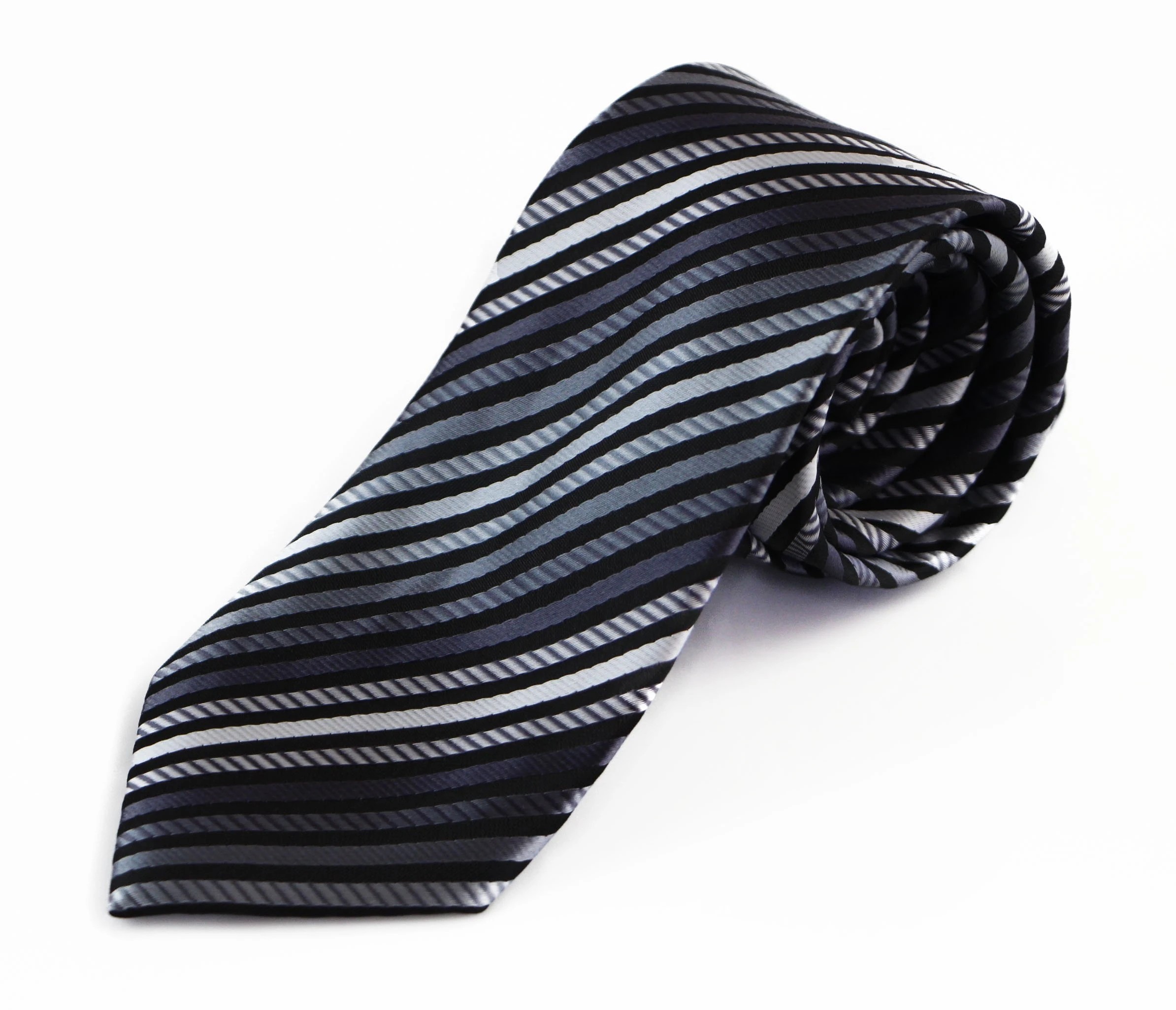3 Zasel Mens Black, Greys & White Striped Patterned 8cm Neck Tie - Multi, 3 of 3