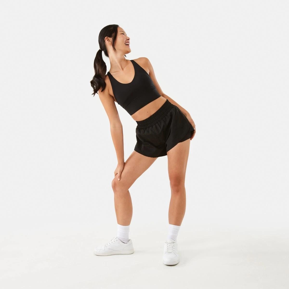 2 Active Womens Ultrasoft Strappy Crop Top BLACK, 2 of 8