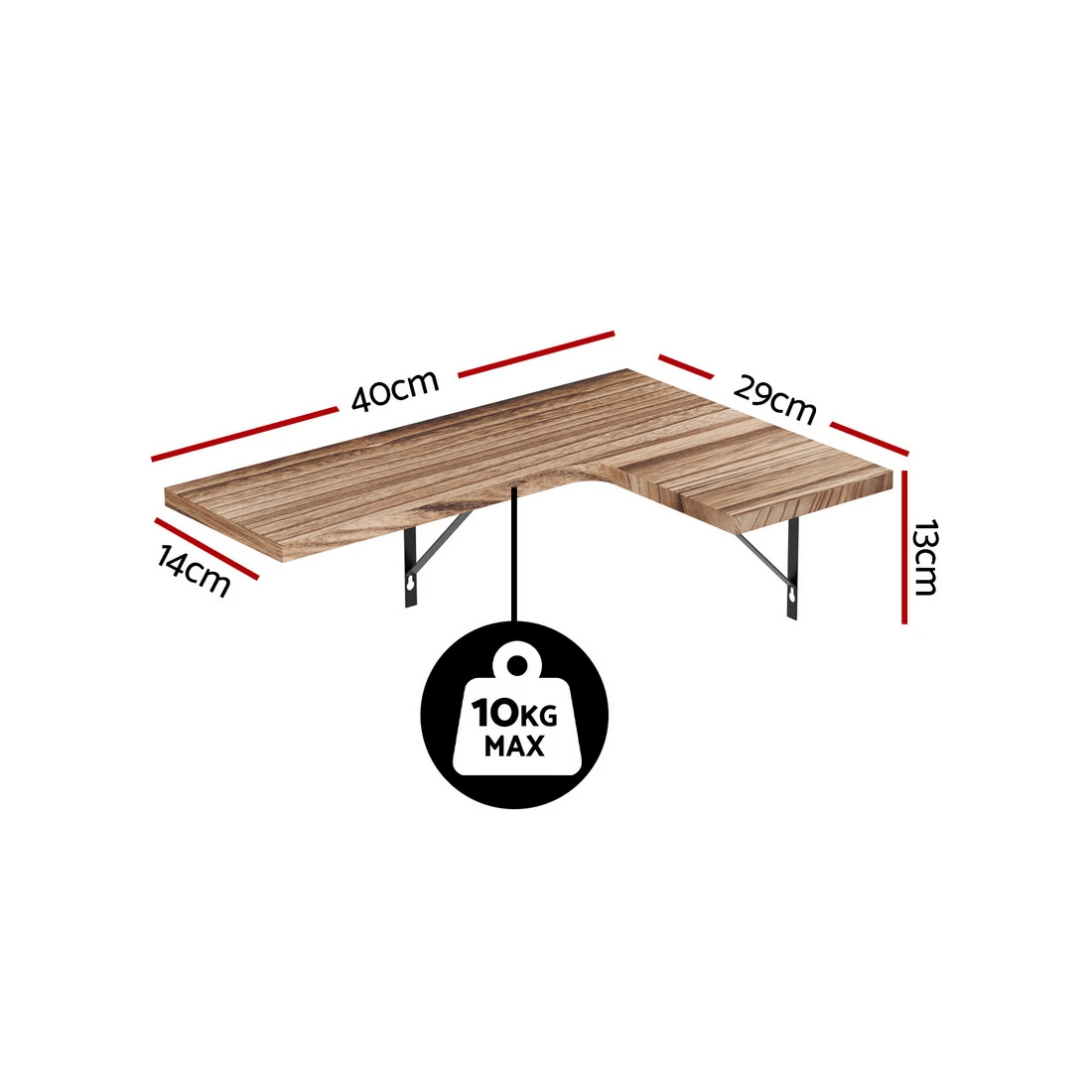 2 Artiss Floating Wall Shelf Corner Shelves Set of 4 Wood - Brown, 2 of 2