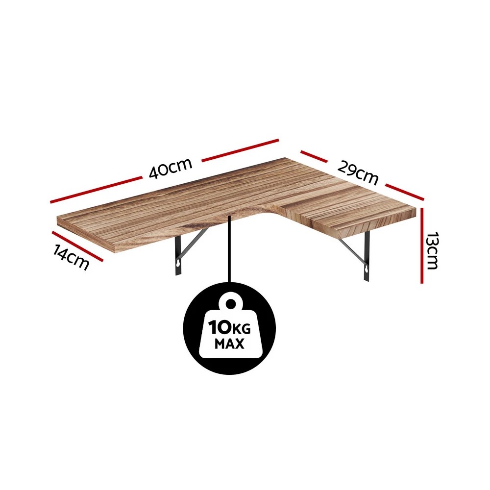2 Artiss Floating Wall Shelf Corner Shelves Set of 4 Wood - Natural, 2 of 6