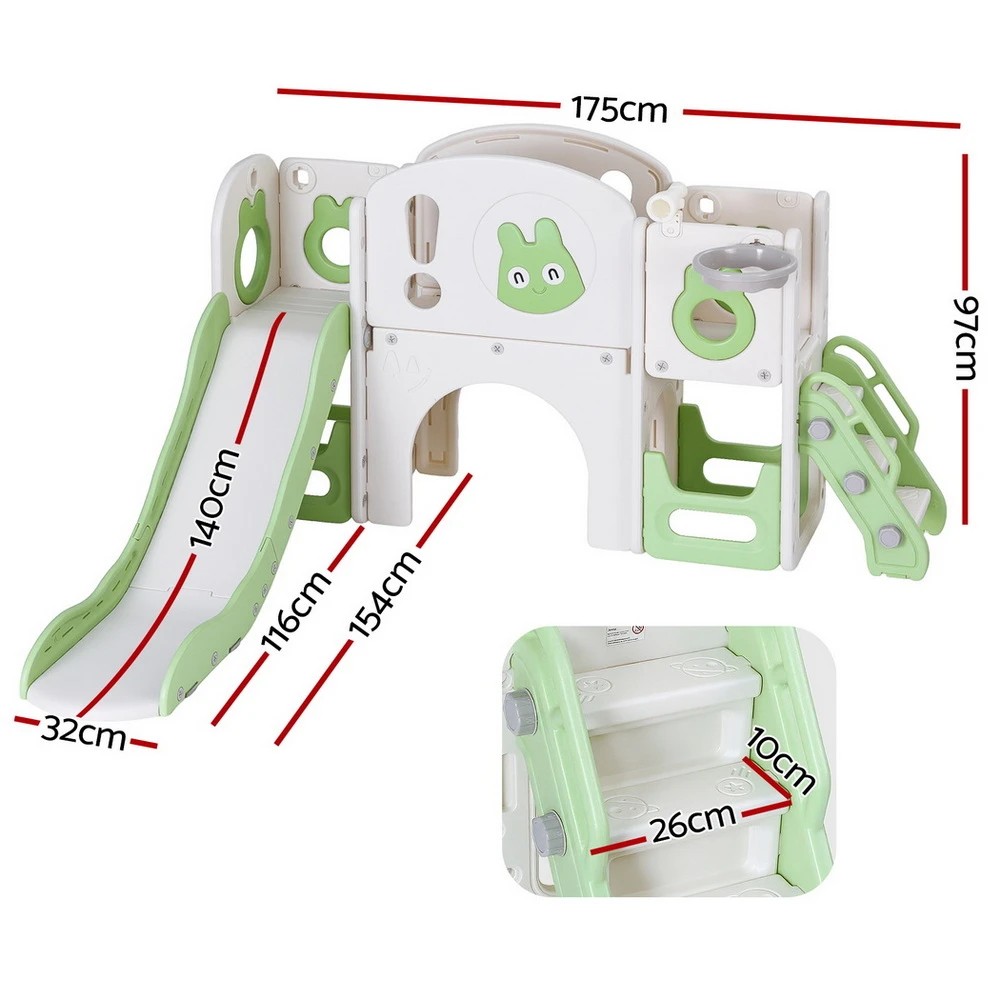 2 Keezi Kids Slide Swing Set Ball Hoop Rings Football Outdoor Toys - Multi, 2 of 7