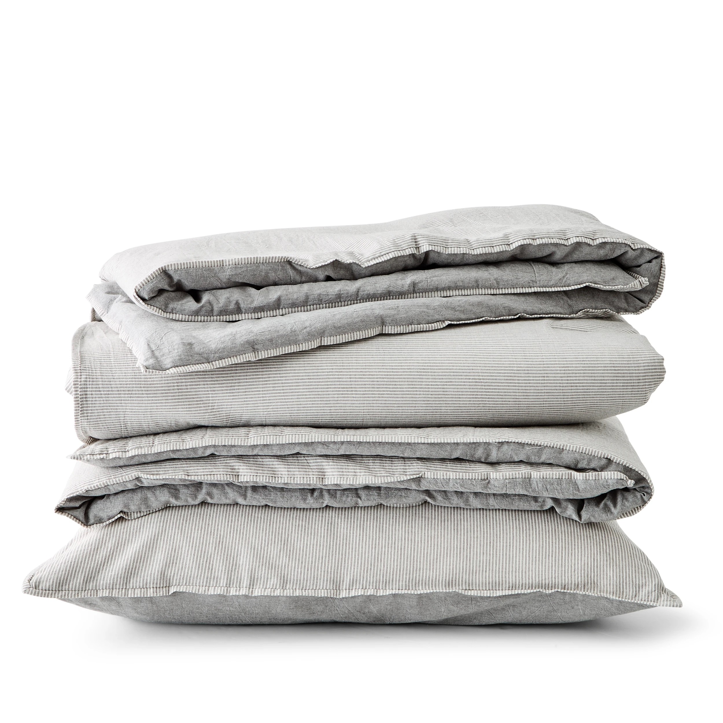 5 Striped Reversible Comforter Set - Queen Bed, Grey, 5 of 7