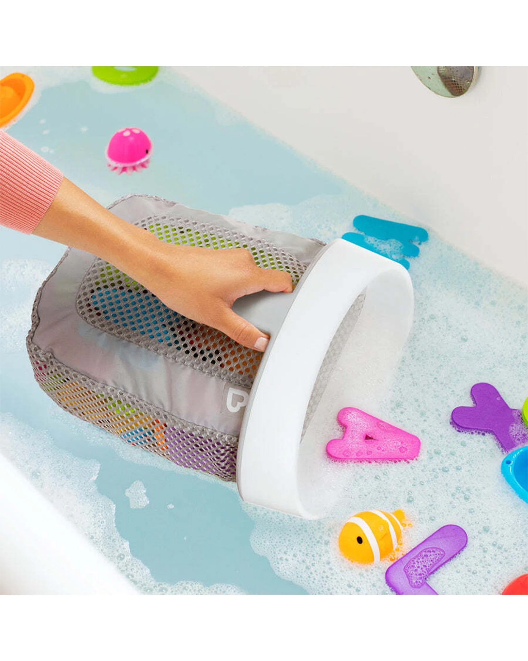 6 Munchkin Super Scoop Bath Toy Organiser 6m Plus Quick Dry Mesh Suction Cup Hook - Multi, 6 of 8