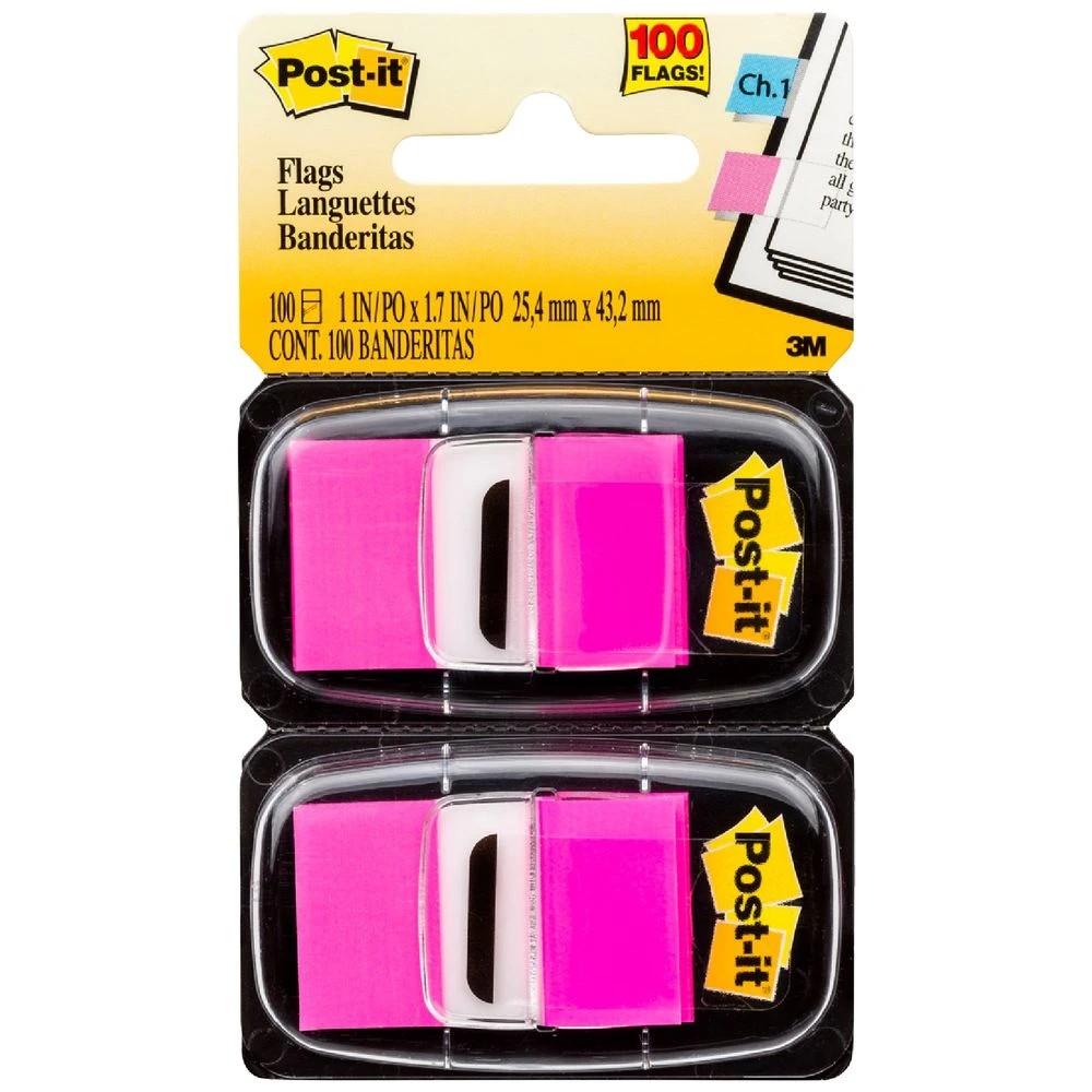 1 Post-it Flags 25x43mm Bright Pink 2 Pack, 1 of 3