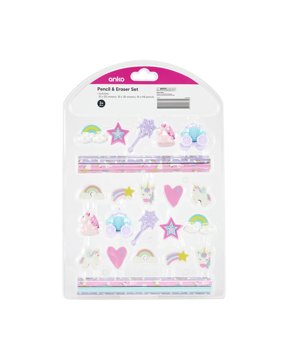 30 Piece Pencil and Eraser Set