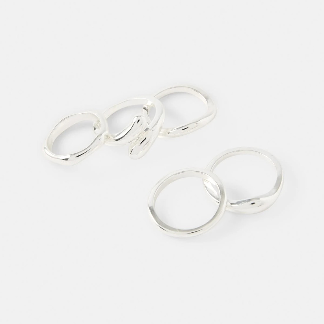 3 5 Pack Teardrop Rings - Silver Tone, 3 of 5