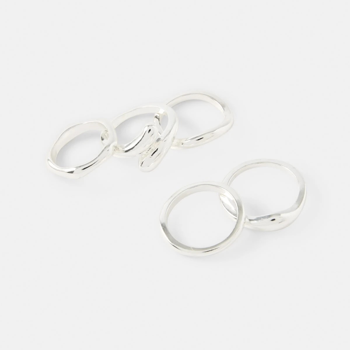 3 5 Pack Teardrop Rings - Silver Tone, 3 of 5