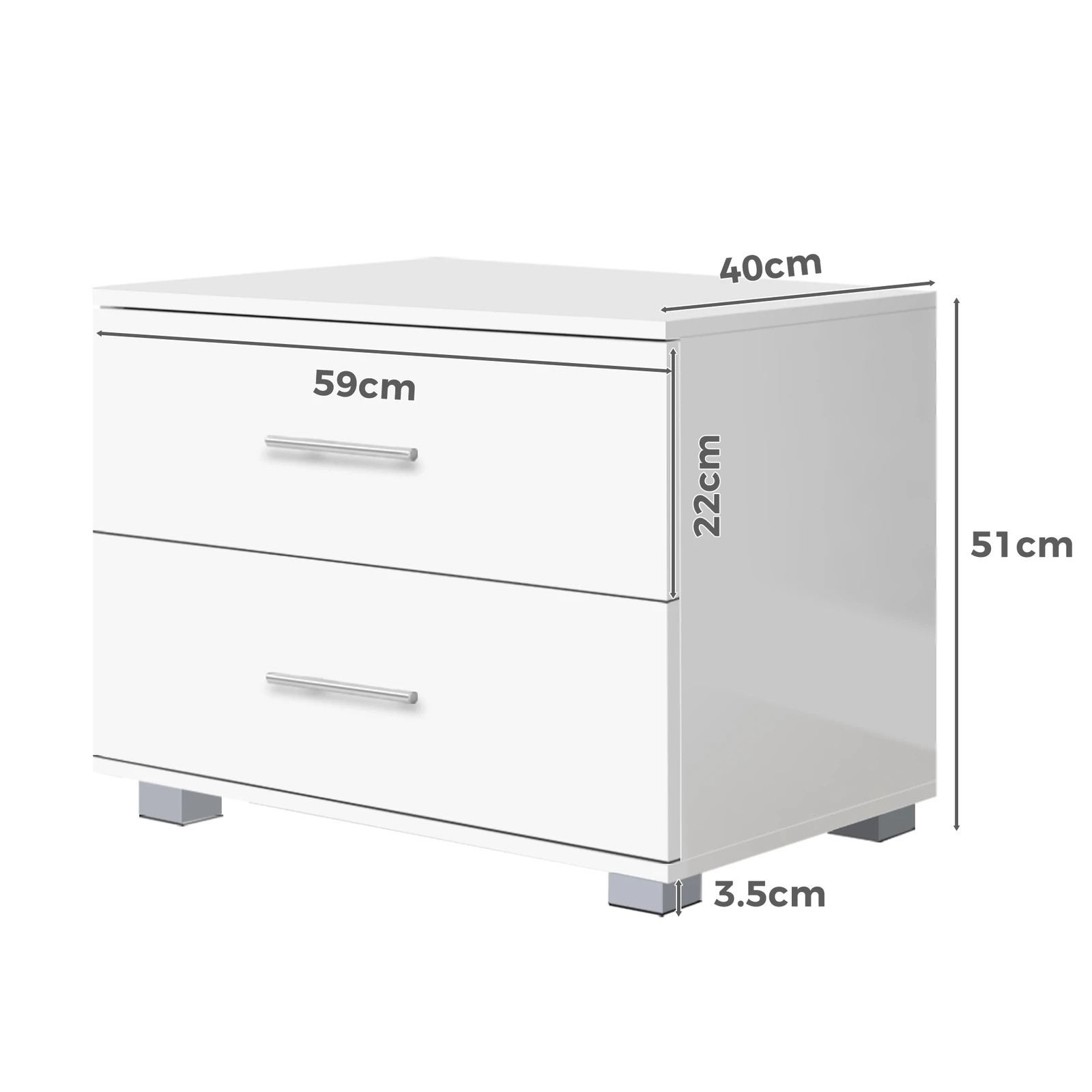 9 Alfordson Bedside Table Nightstand 4 Side High Gloss Side End Table - White, 9 of 10