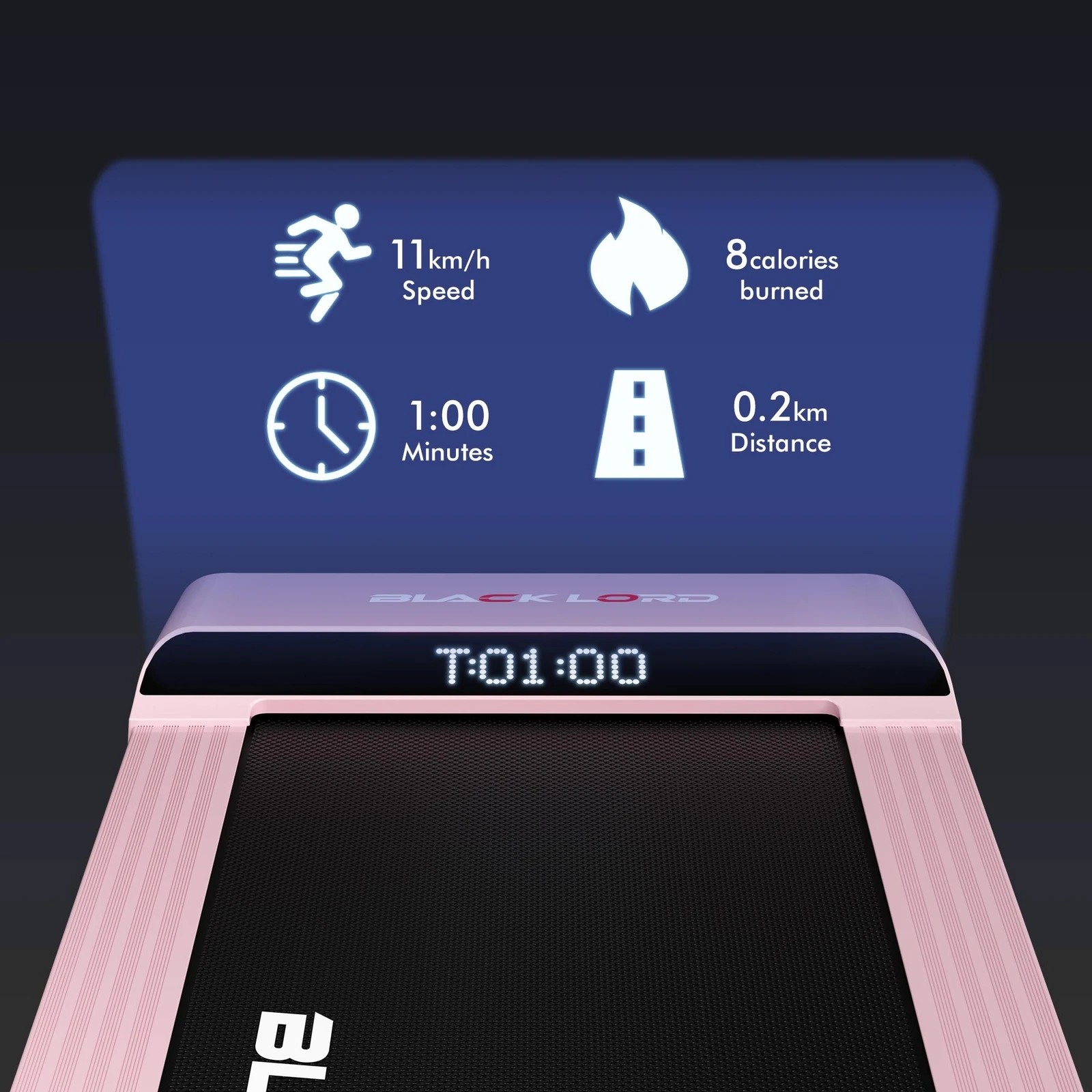 6 Black Lord Treadmill Electric Walking Pad Steel Frame Under Desk Gym 410mm - Pink, 6 of 10