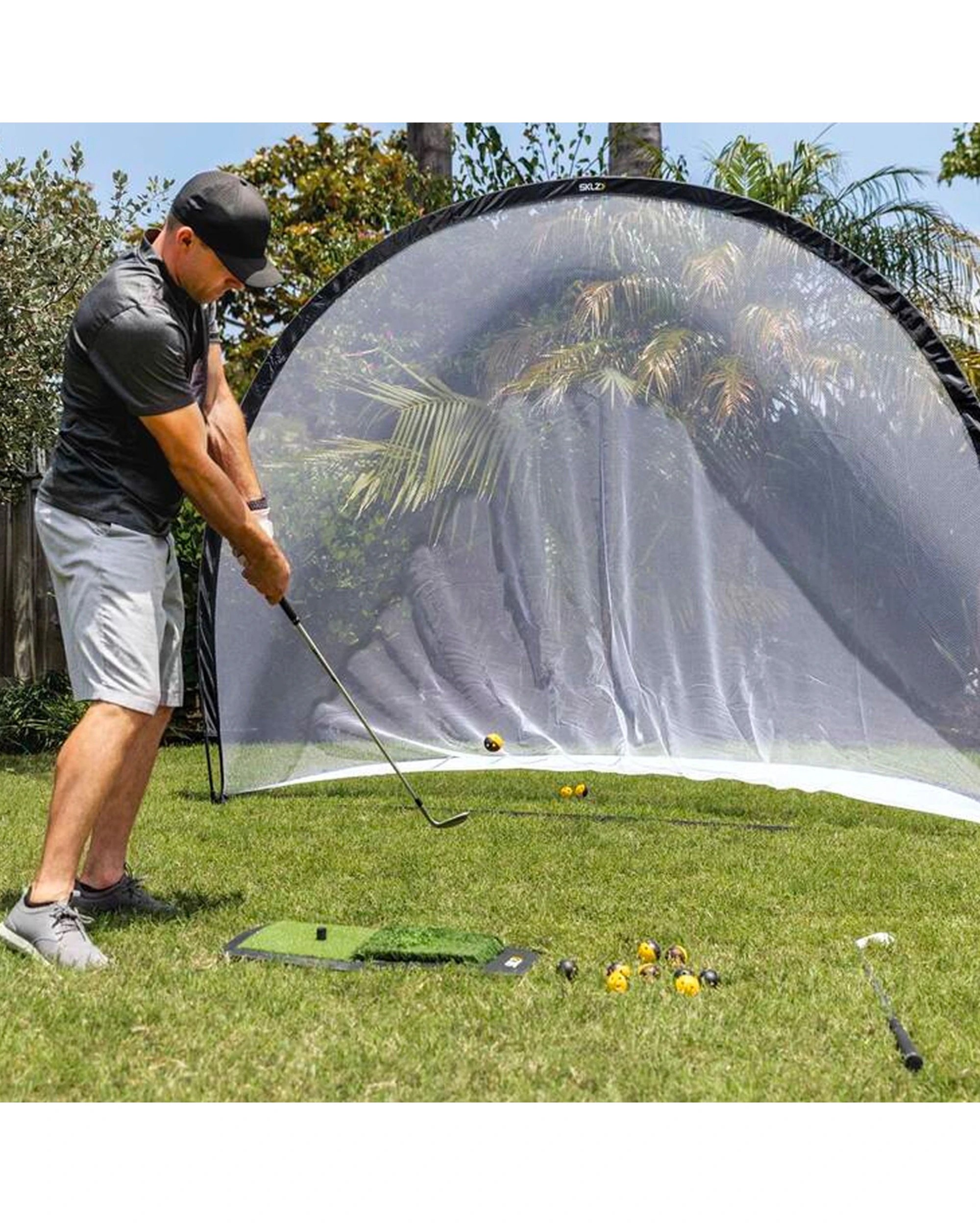4 Sklz Home Driving Range Golf Kit Practice Net Impact Balls Launch Pad Tees - Clear, 4 of 4