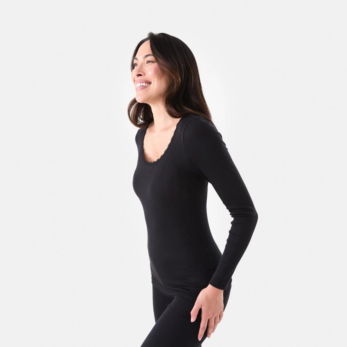 3 Pointelle Long Sleeve Top Black, 3 of 6