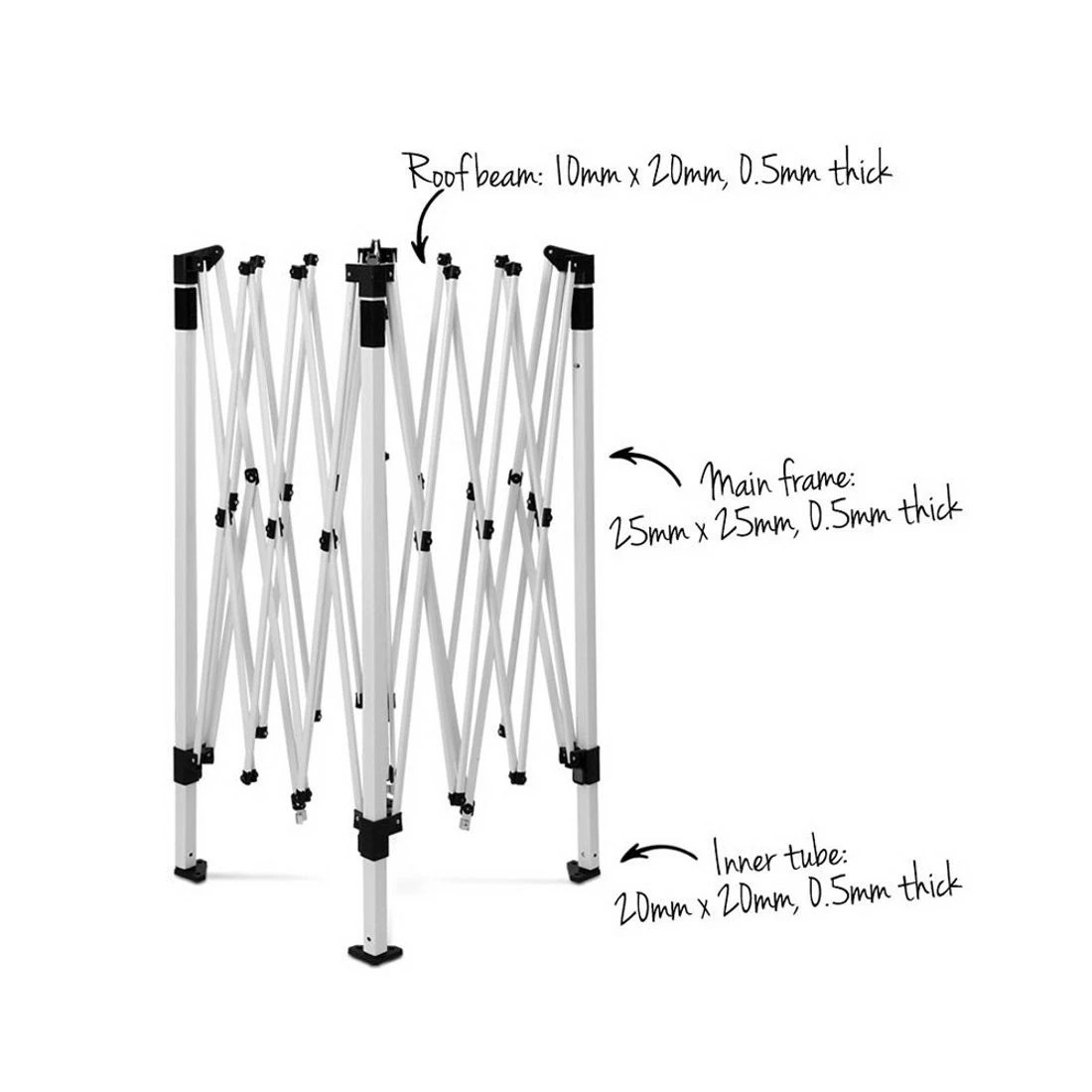 5 Instahut Gazebo Pop Up Marquee 3x3m Wedding Party Outdoor Camping Tent Canopy Shade Mesh Wall - Grey, 5 of 6