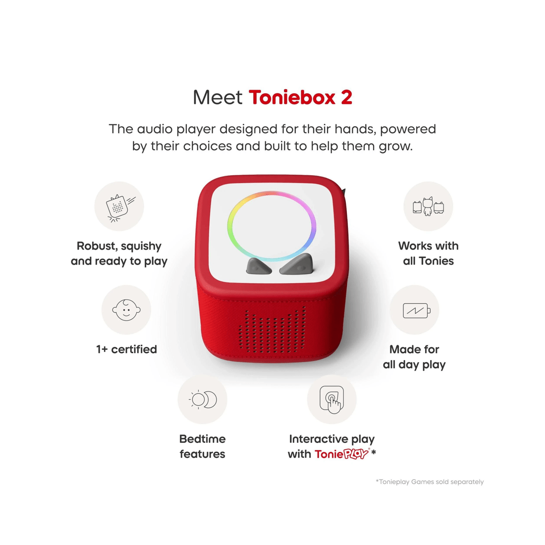 4 Tonies - Toniebox 2 Starter Set with Creative Tonie Rubie - Sunset - Red, 4 of 7