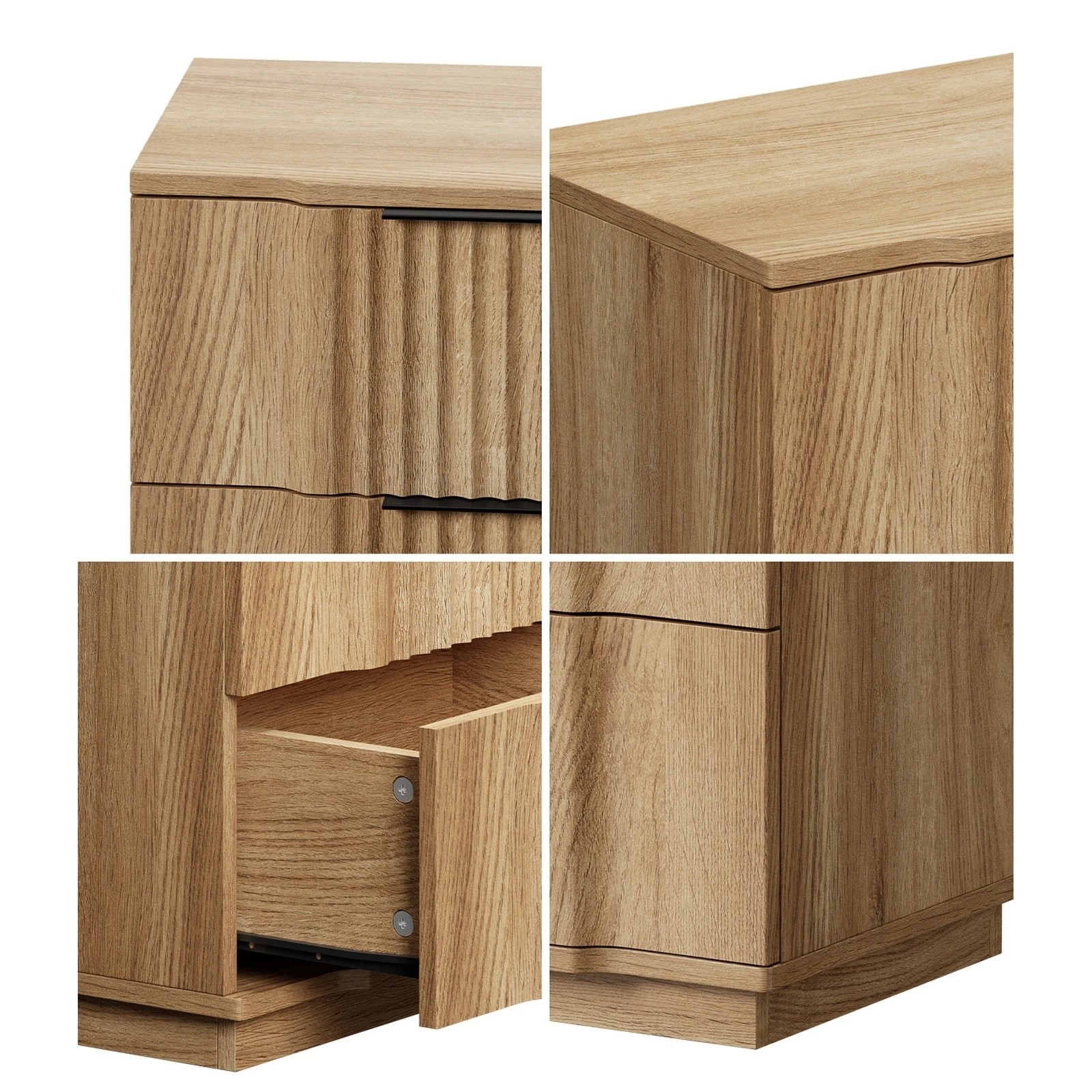 5 Oikiture 2pc Bedside Table 2 Drawers Storage Nightstand Side End Table - Natural, 5 of 9