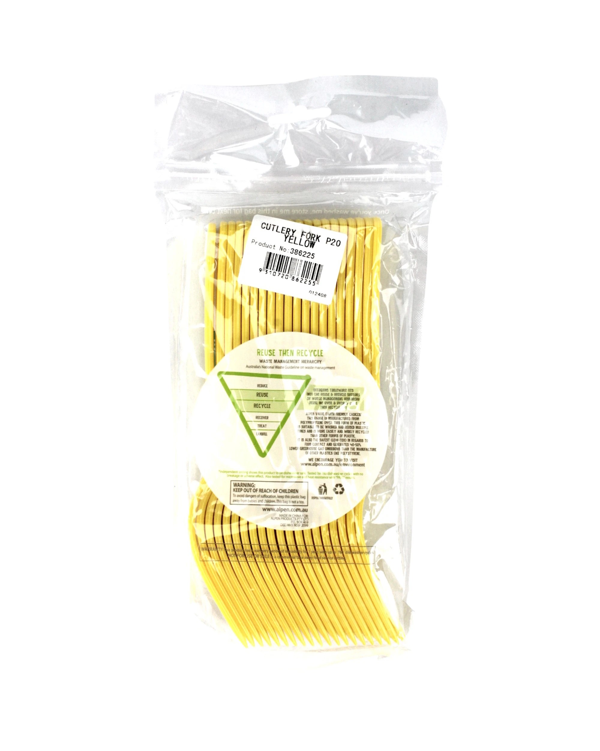 3 Alpen Reusable Forks Pack of 20 - Yellow - Yellow, 3 of 3
