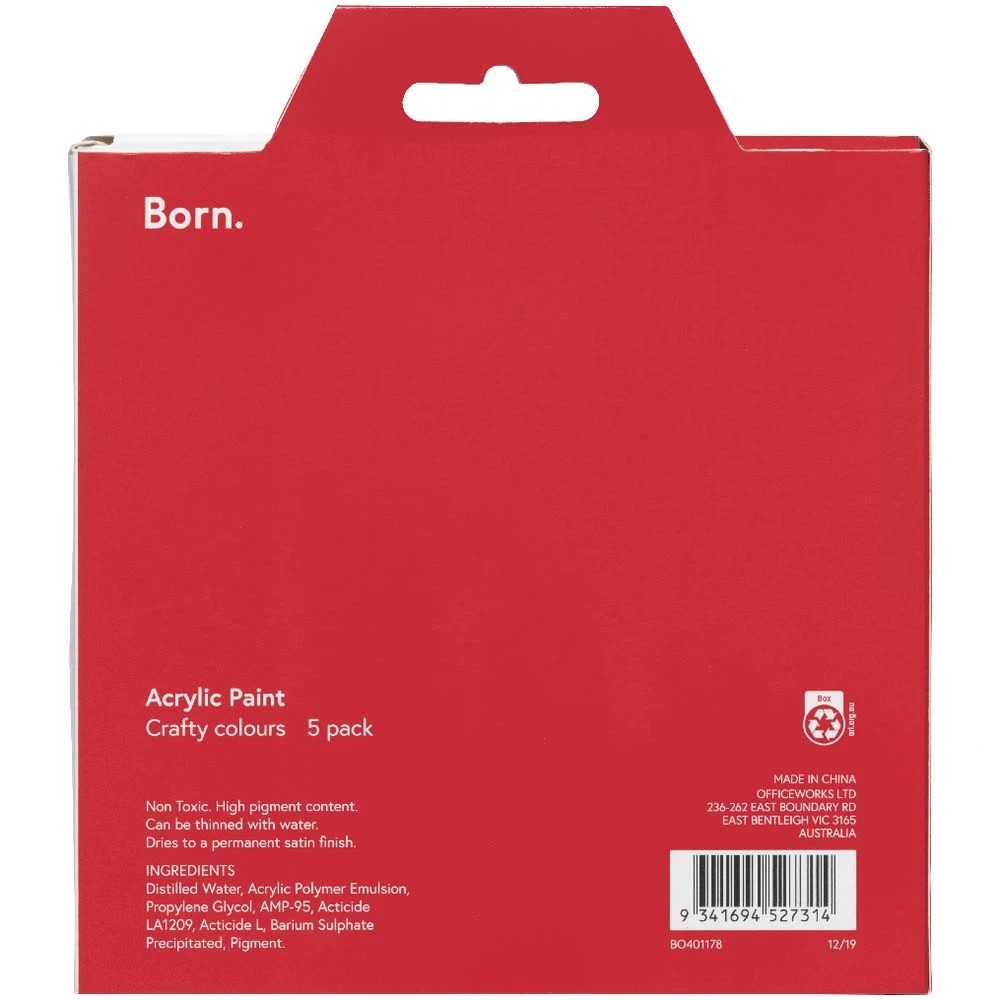 3 Born Acrylic Paints 60mL 5 Pack Crafty Colours, 3 of 6