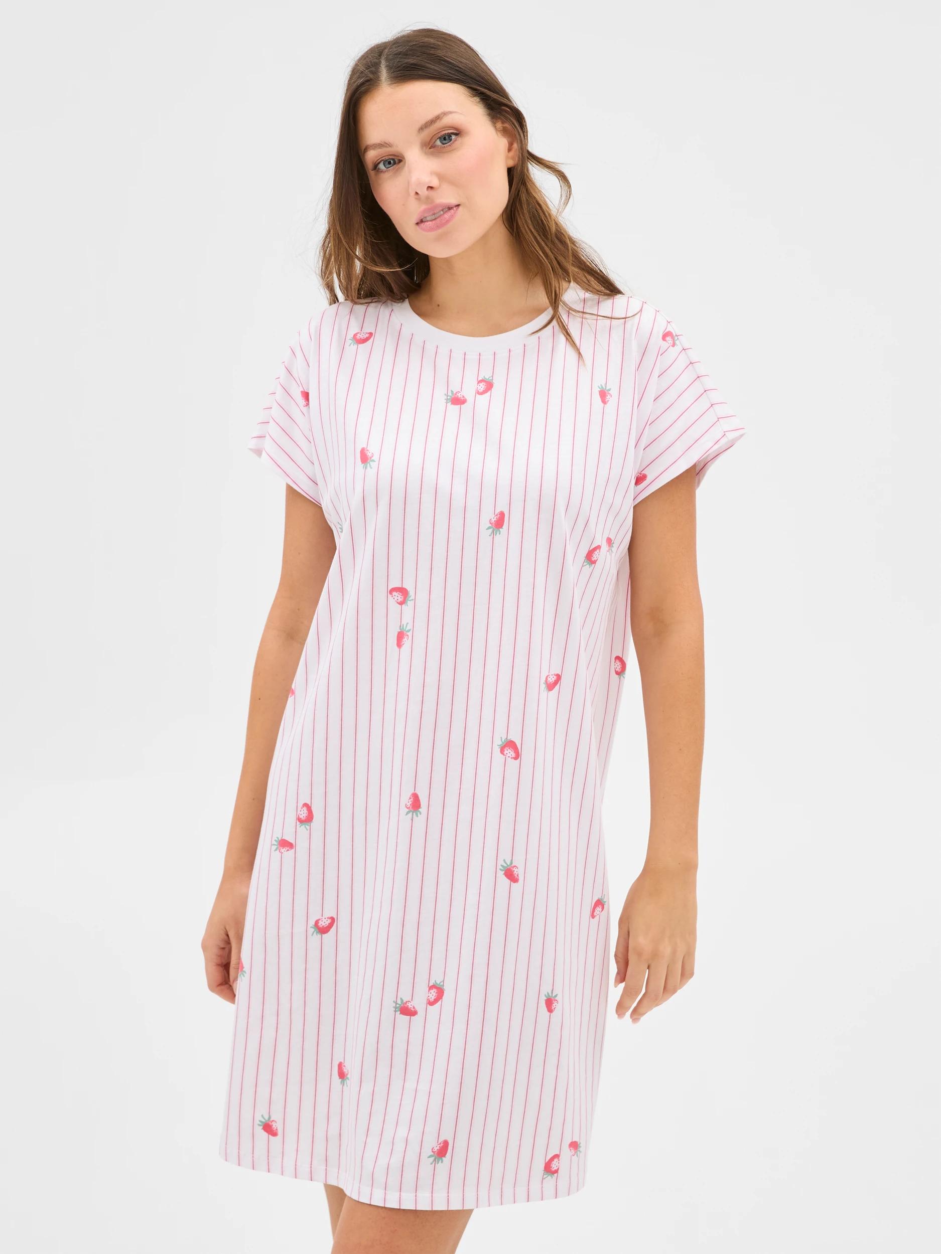1 Target Australian Cotton T-shirt Nightie STRAWBERRY STRIPE, 1 of 5