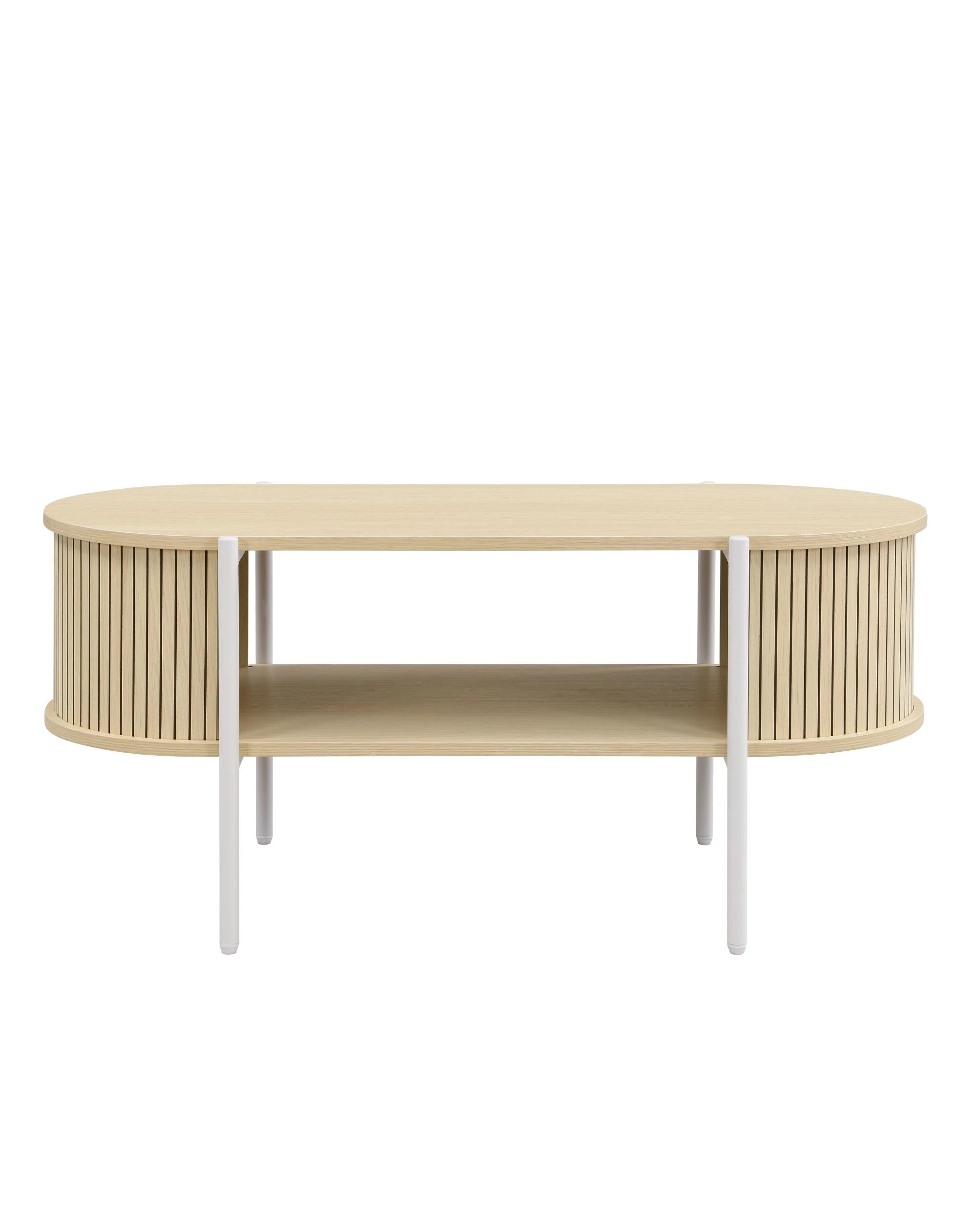 3 Kodu Coffee Table Oval Light Oak - White, 3 of 8