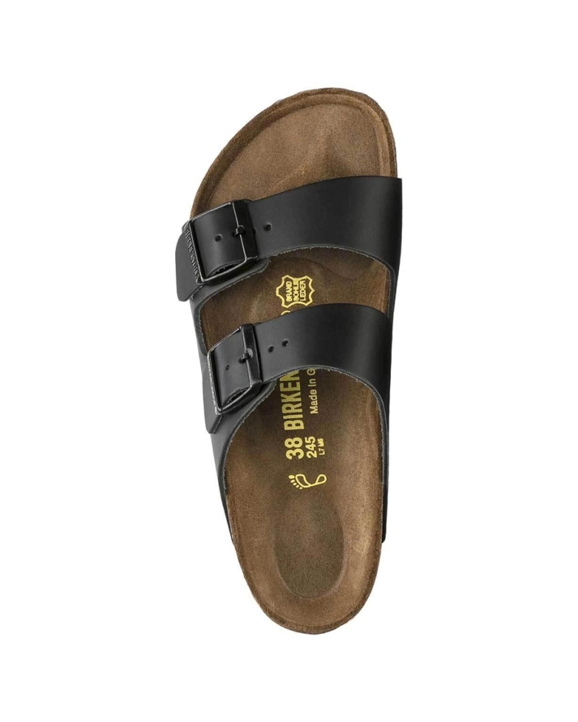 2 Birkenstock Arizona Natural Leather Sandals Regular Width BLACK, 2 of 4