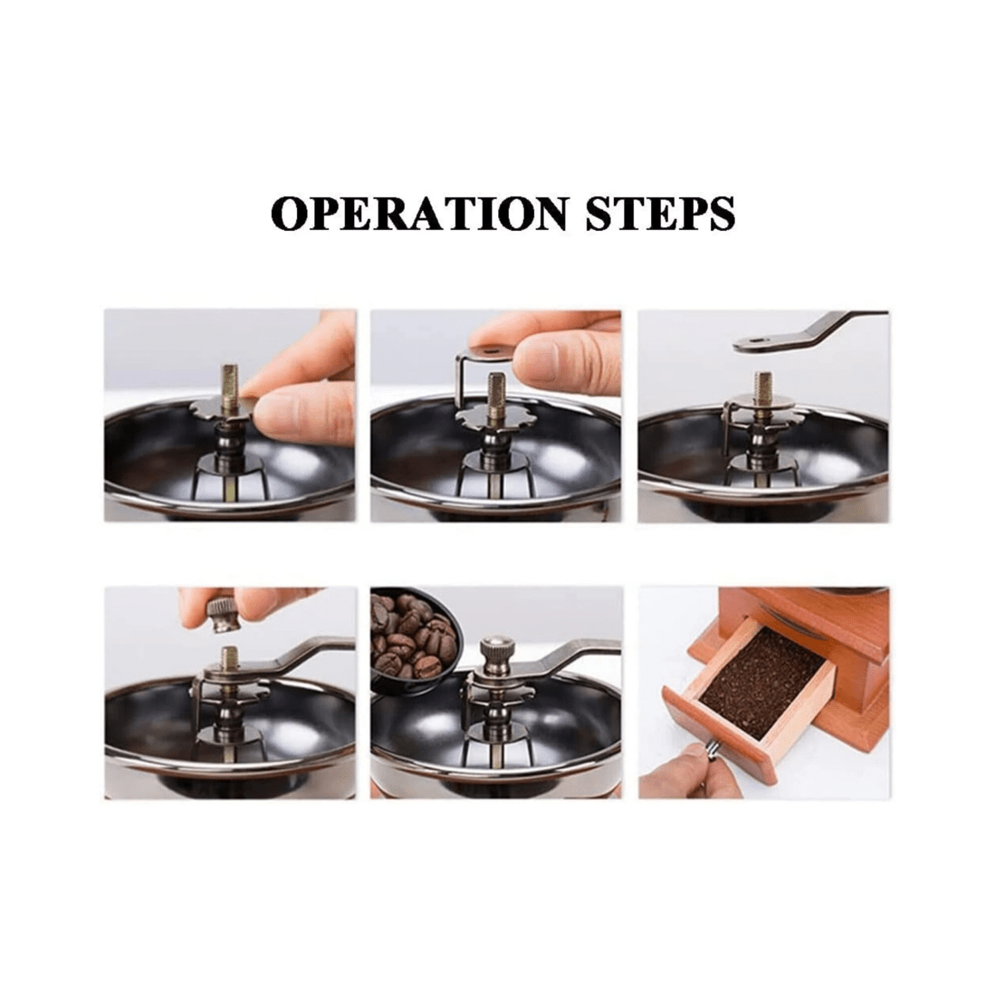 7 BR Home Antique Coffee Grinder Mill Manual Hand Made Wooden Bean Grind Pepper, 7 of 8