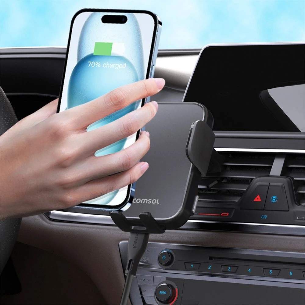 4 Comsol 15W Auto-Lock Wireless Car Charger Black, 4 of 7