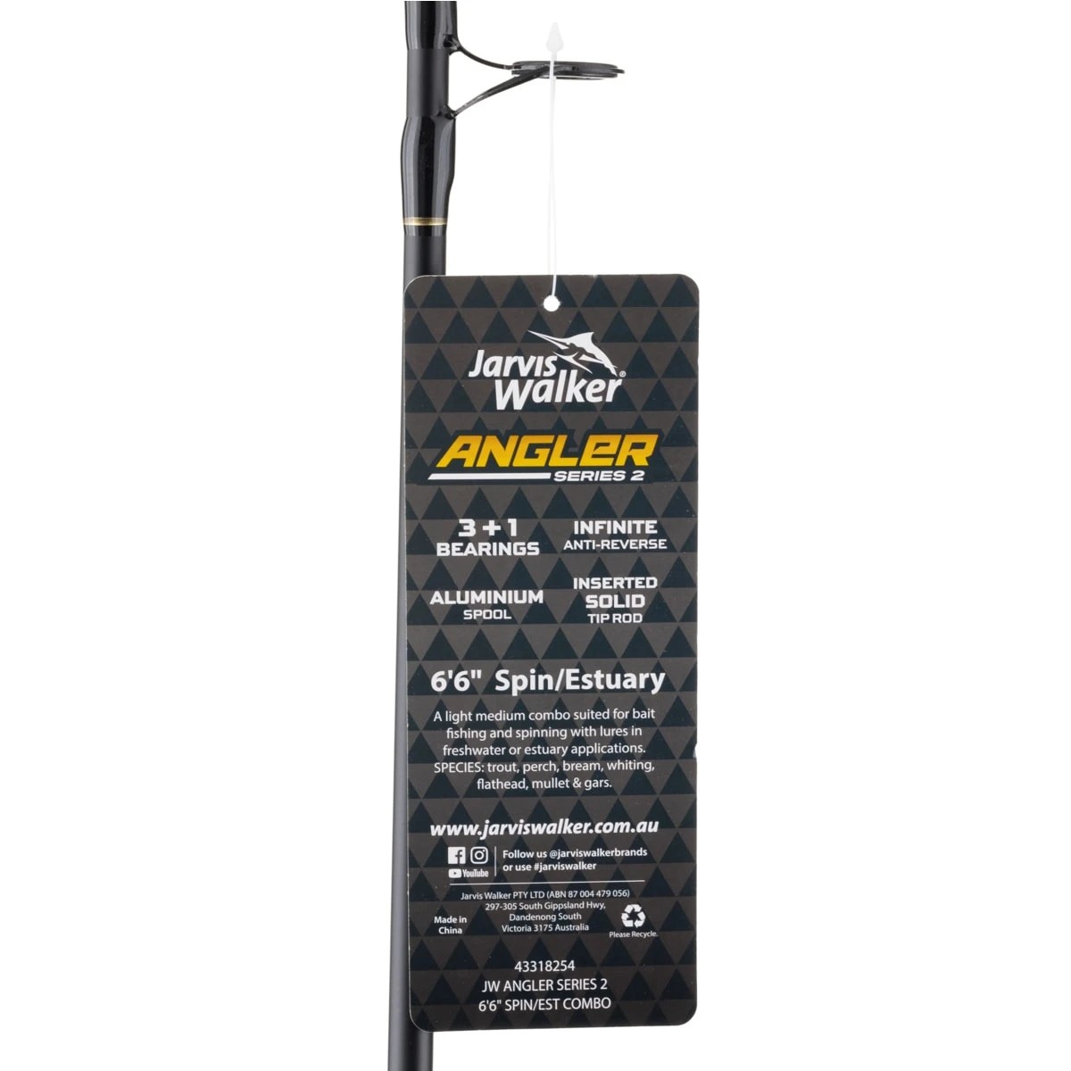 9 Jarvis Walker Angler Series 2 Spinning Estuary Combo - 6.6ft., Black and Grey, 9 of 9