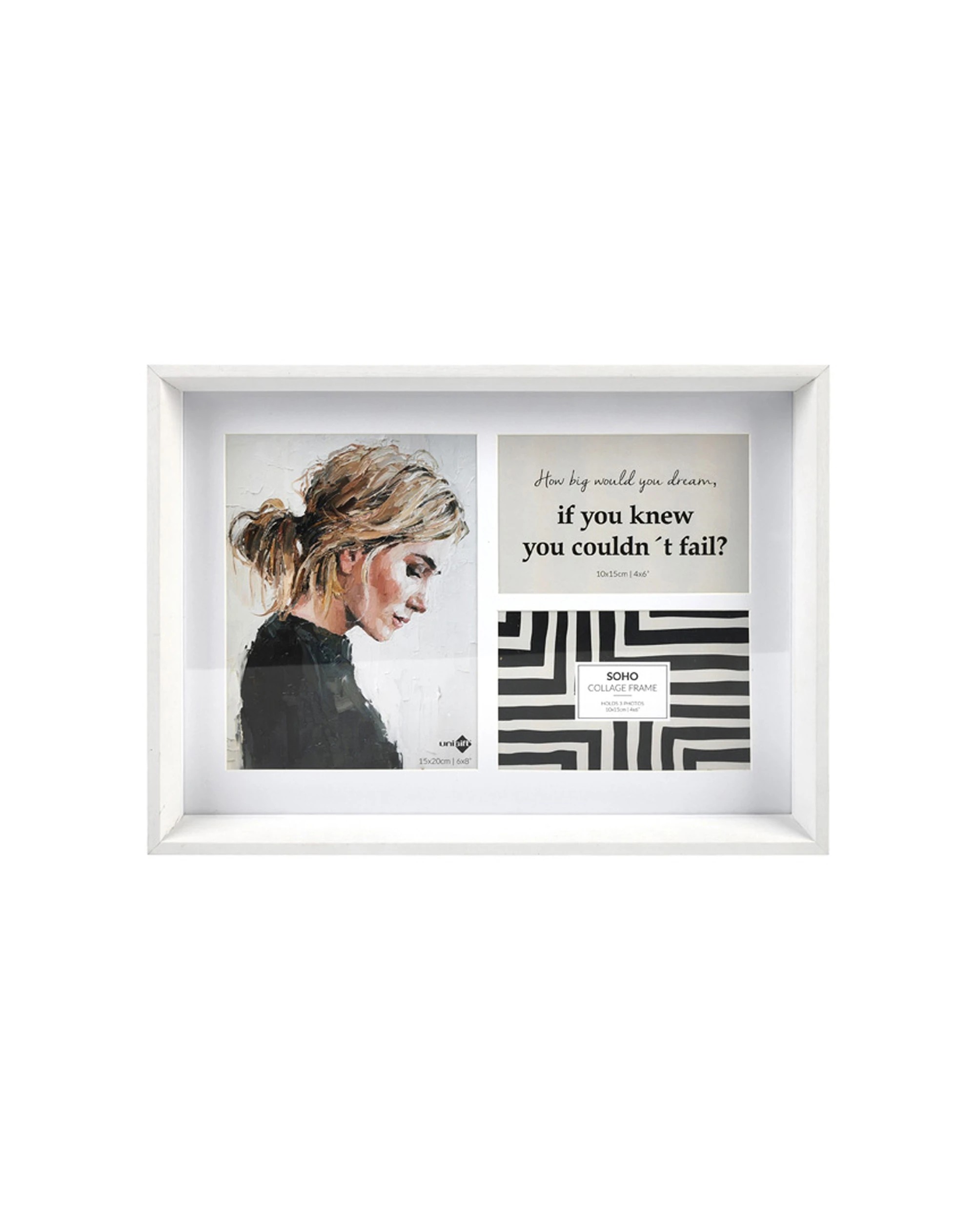 1 Unigift Soho 2 Sizes 3-Open Collage Picture Frame Stylish - White, 1 of 1