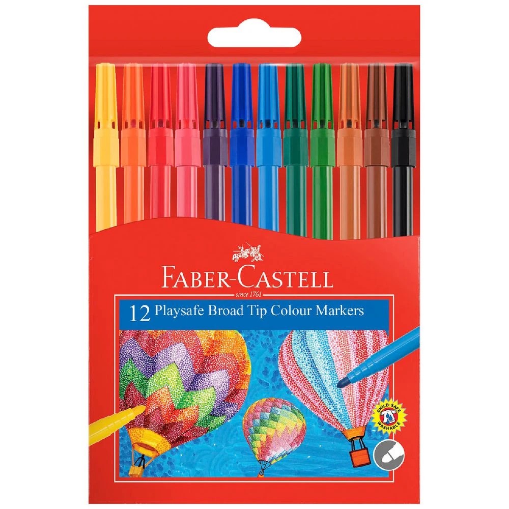 1 Faber-Castell Playsafe Coloured Markers 12 Pack, 1 of 4