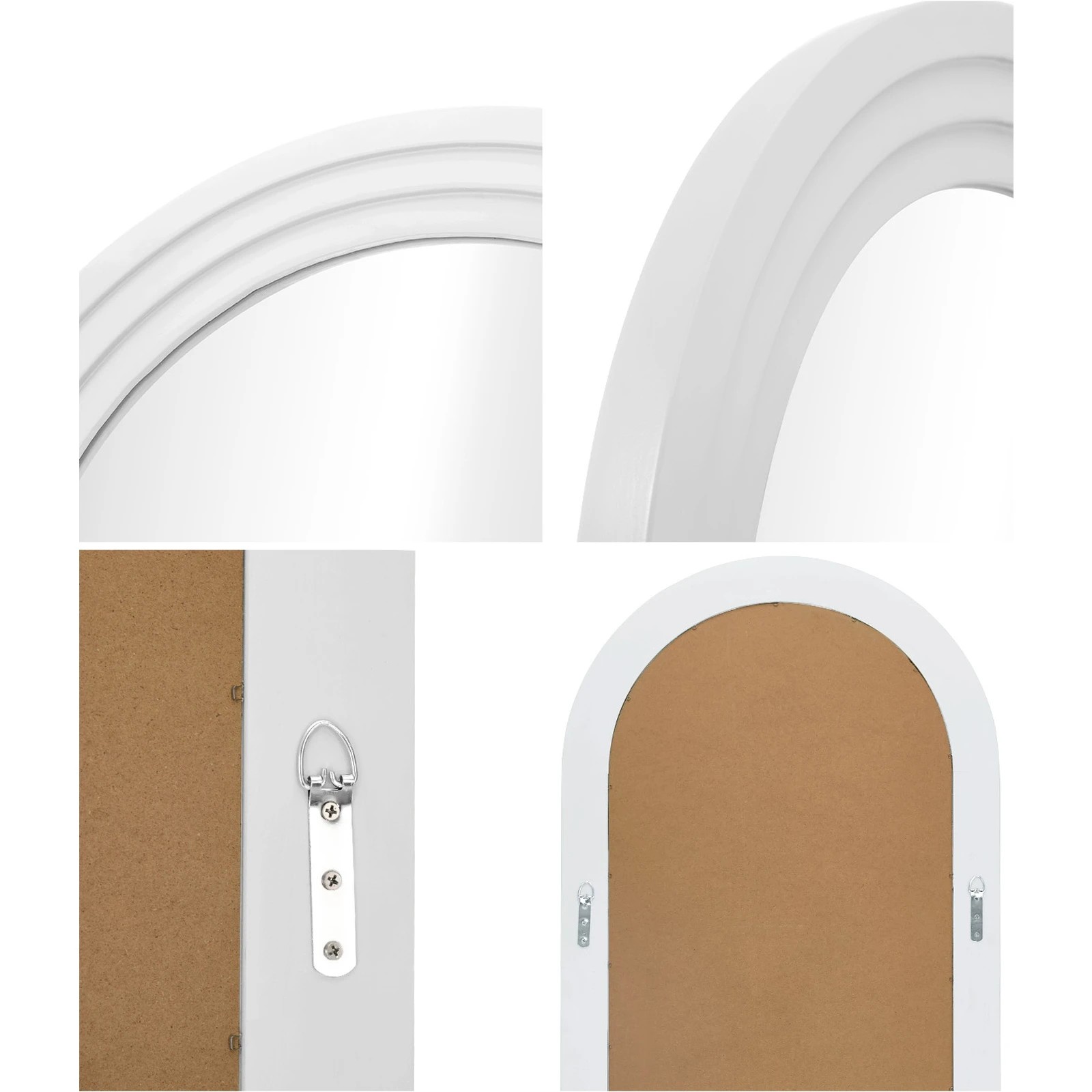 6 Oikiture Full Length Arch Mirror 165x60cm Wood Wall Mounted Home Decor - White, 6 of 10