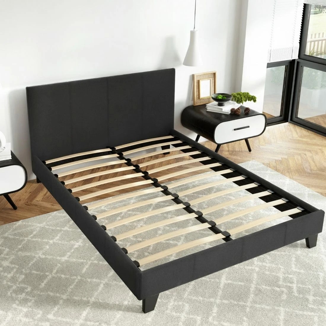 4 Artiss Bed Frame Double Size Charcoal NEO - Charcoal, 4 of 7