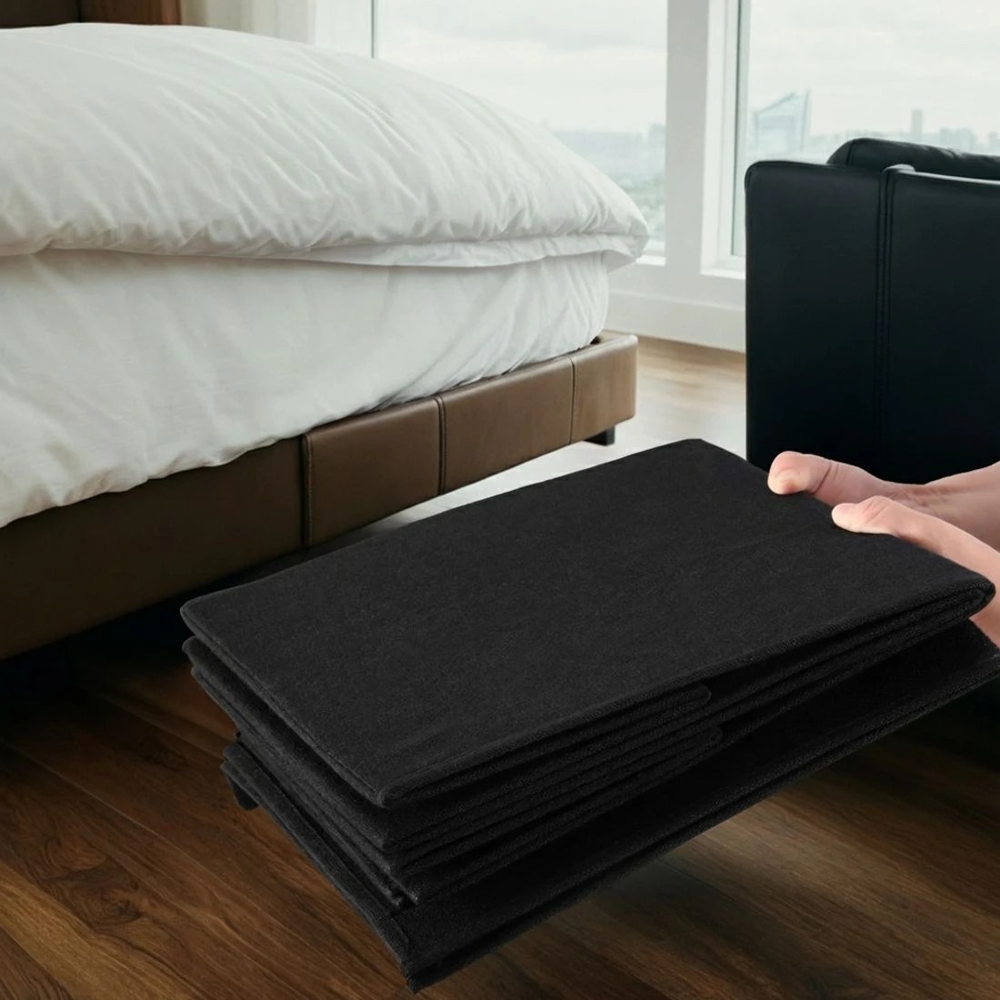 5 Keezi Large Toy Box Chest Storage with Flip-Top Lid Foldable Organizer Bins - Black, 5 of 5