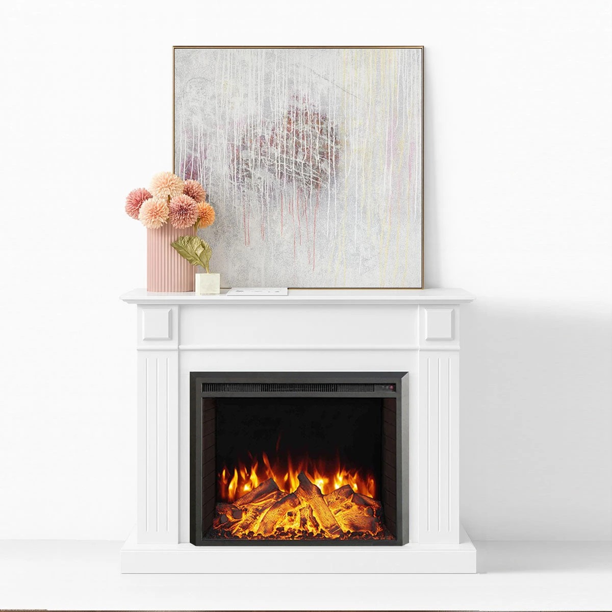 2 Moda Living Berwick Electric Fireplace Heater White Mantel Suite with Starlight Insert - White, 2 of 9