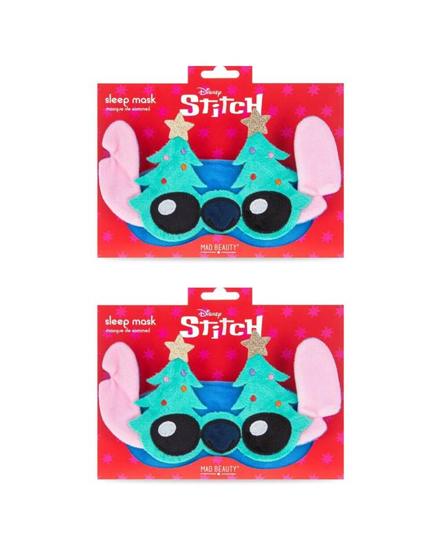 Disney Stitch at Christmas Elasticated Soft Plush Sleep Face Mask 2PK - 