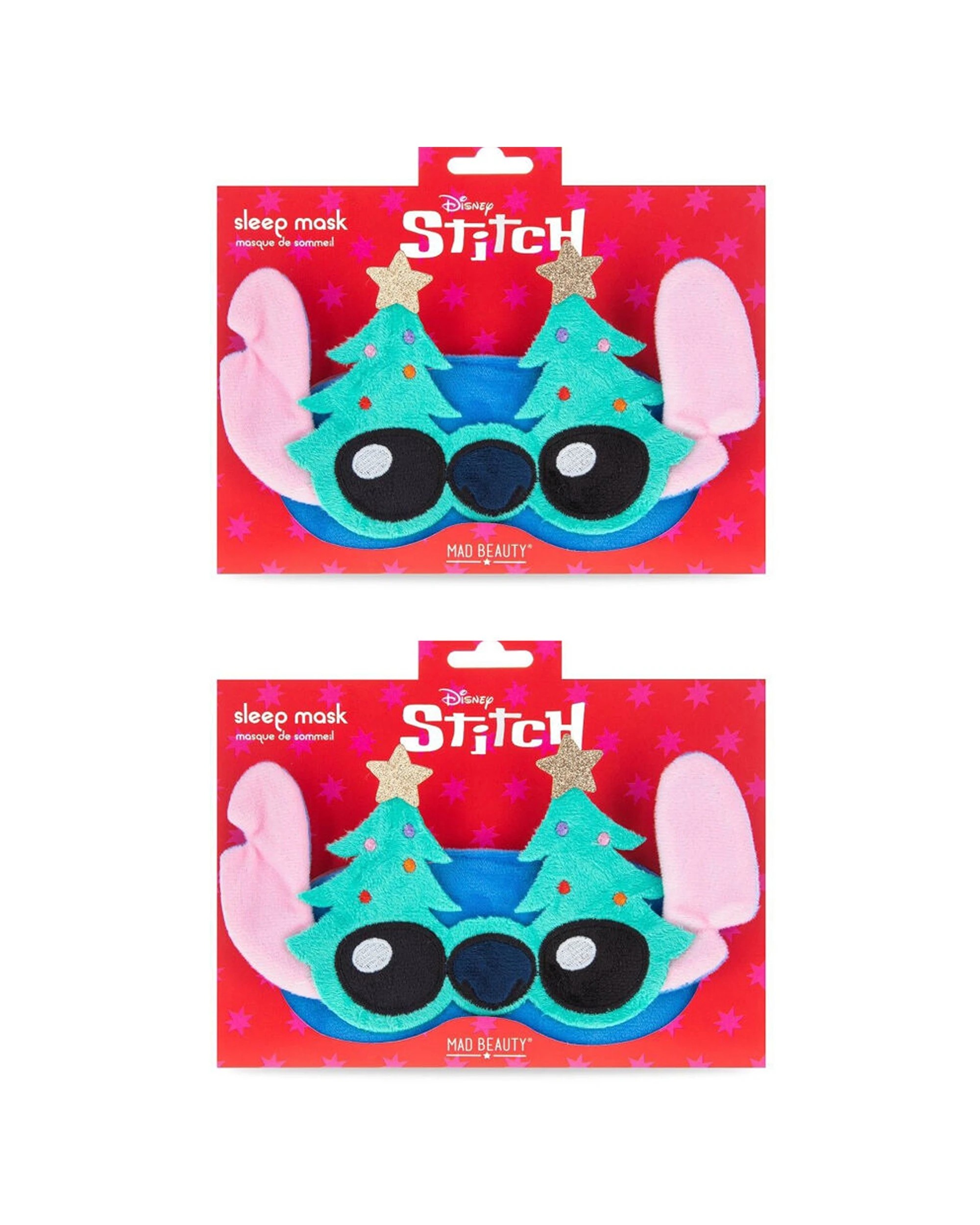 1 Disney Stitch at Christmas Elasticated Soft Plush Sleep Face Mask 2PK - Blue, 1 of 3