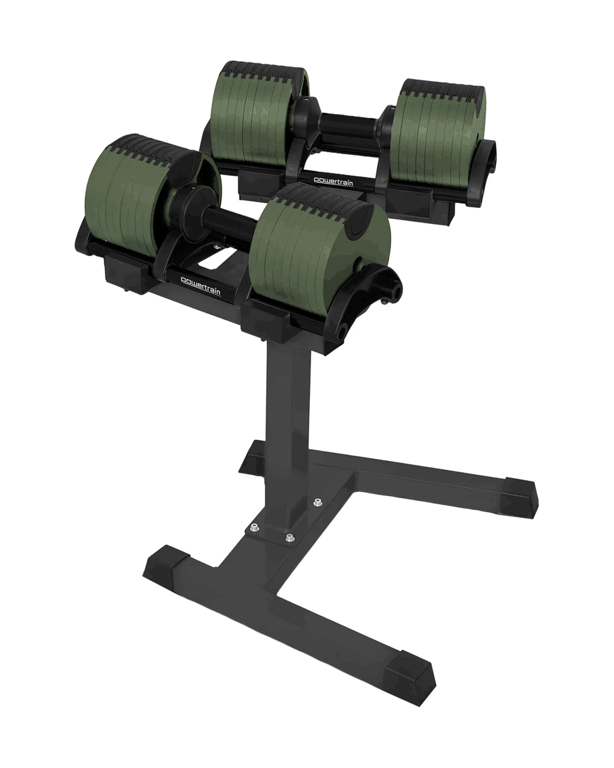 2 Powertrain Eon Dial Up 72KG Adjustable Dumbbell Pair Stand 9 Weight Options Safety Lock Easy Adjustment - Green, 2 of 10