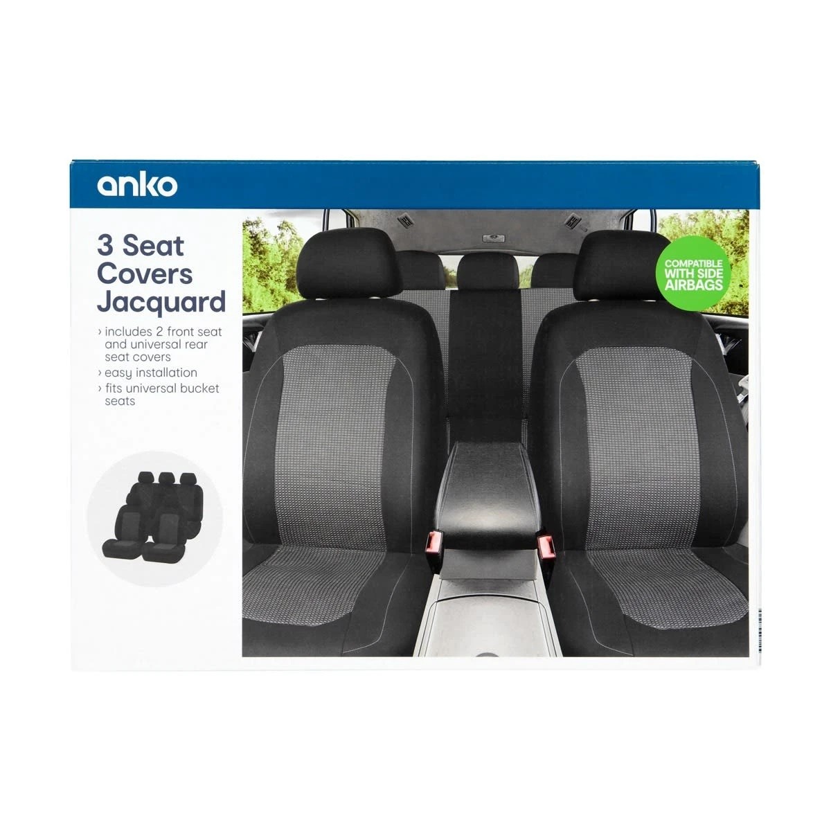 7 3 Pack Jacquard Seat Covers - Black, 7 of 7