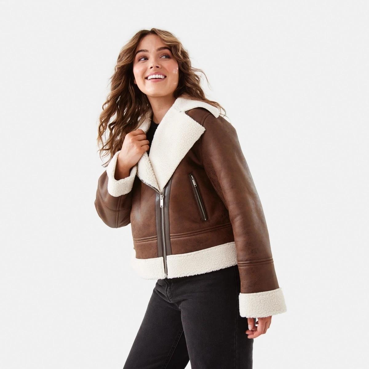 2 Shearling Jacket Melt Brown, 2 of 10