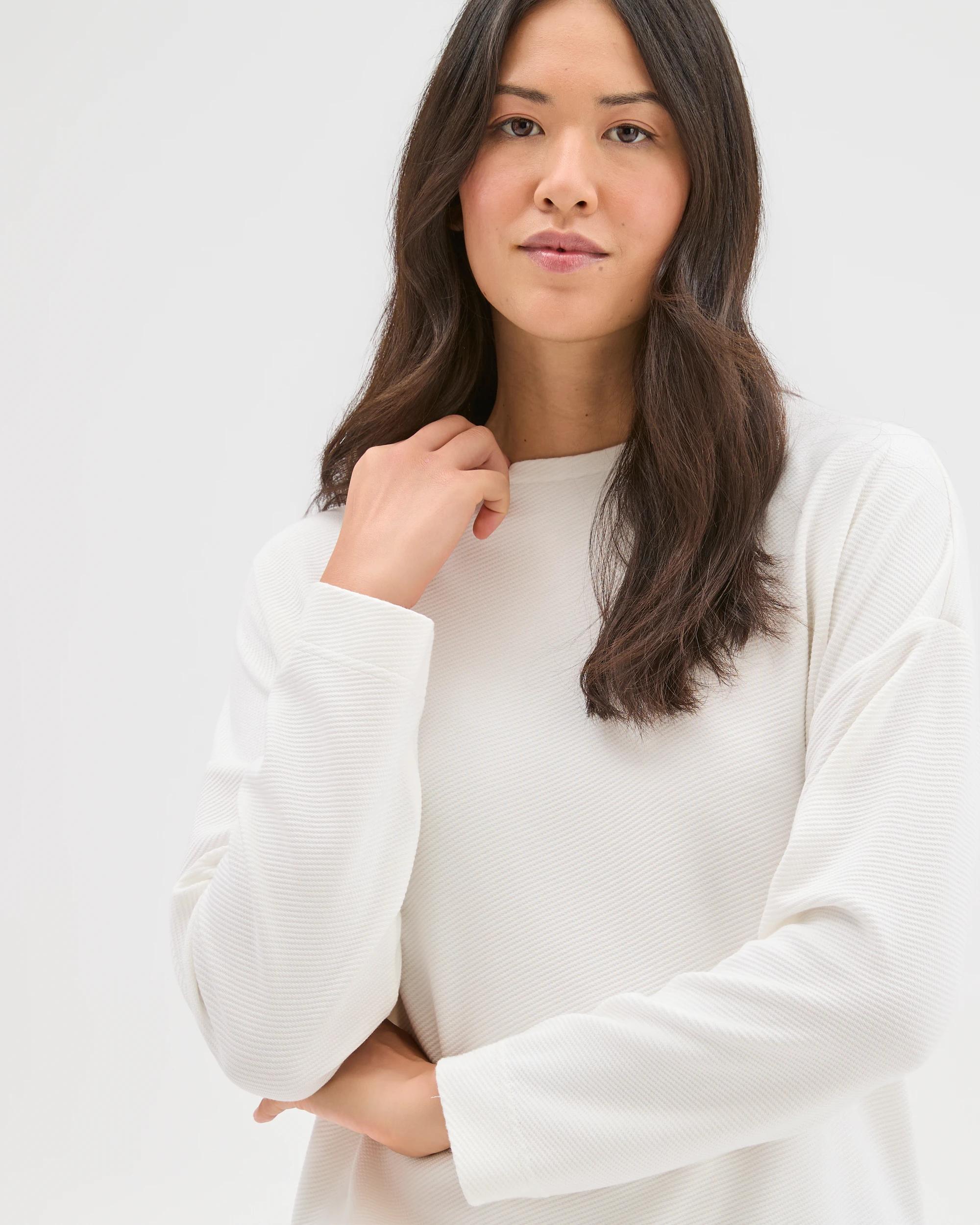 3 Target Woman Long Sleeve Ottoman T-Shirt CLOUD DANCER, 3 of 7