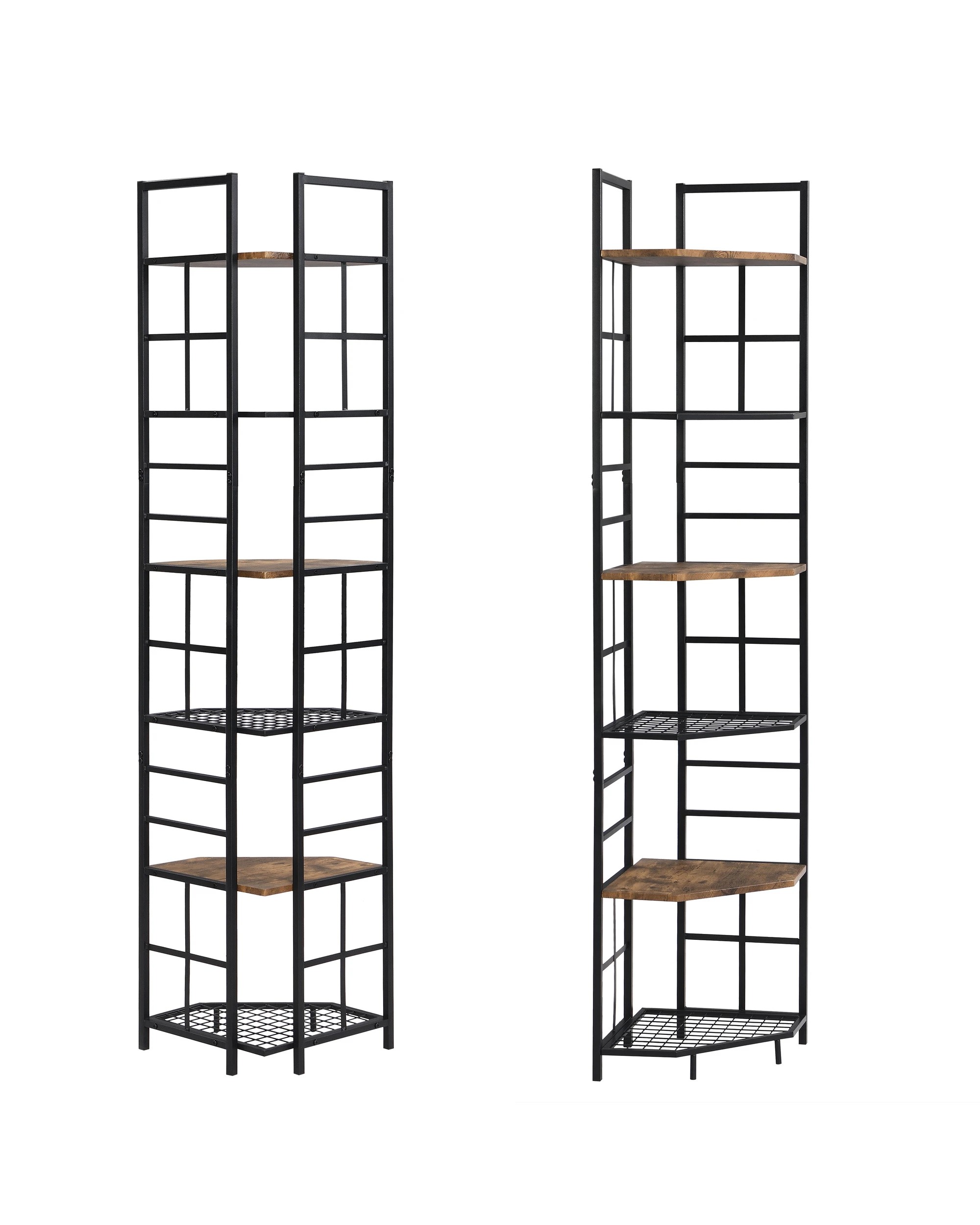 5 IHOMDEC 6-Tier Pentagon Corner Bookshelf - Brown, 5 of 10