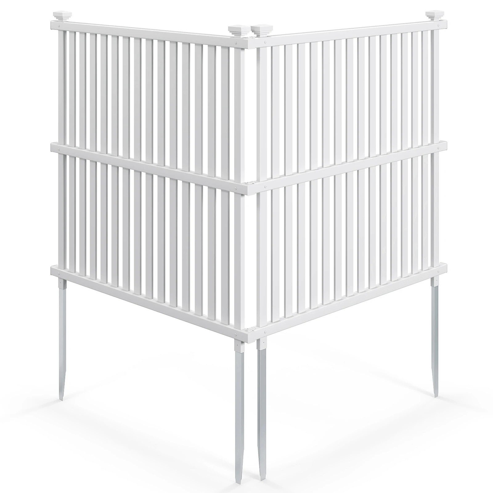 1 Costway 2PCS Air Conditioner Fence Panel Garden Privacy Screen Trash Can Enclosure 114x114cm - White, 1 of 1
