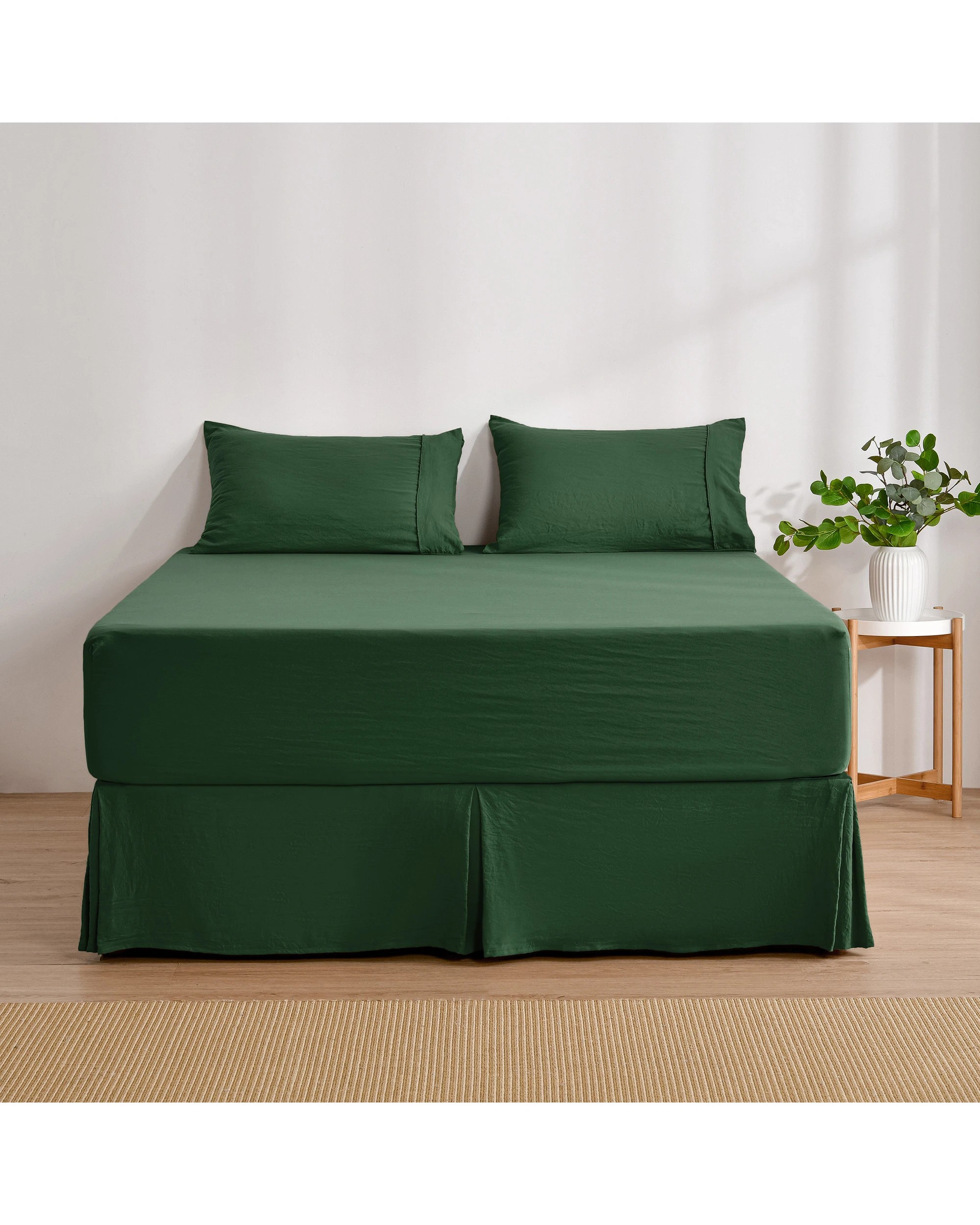 2 Dreamaker Superfine Washed Microfibre Pleated Valance - Super King Bed - Hunter Green, 2 of 9