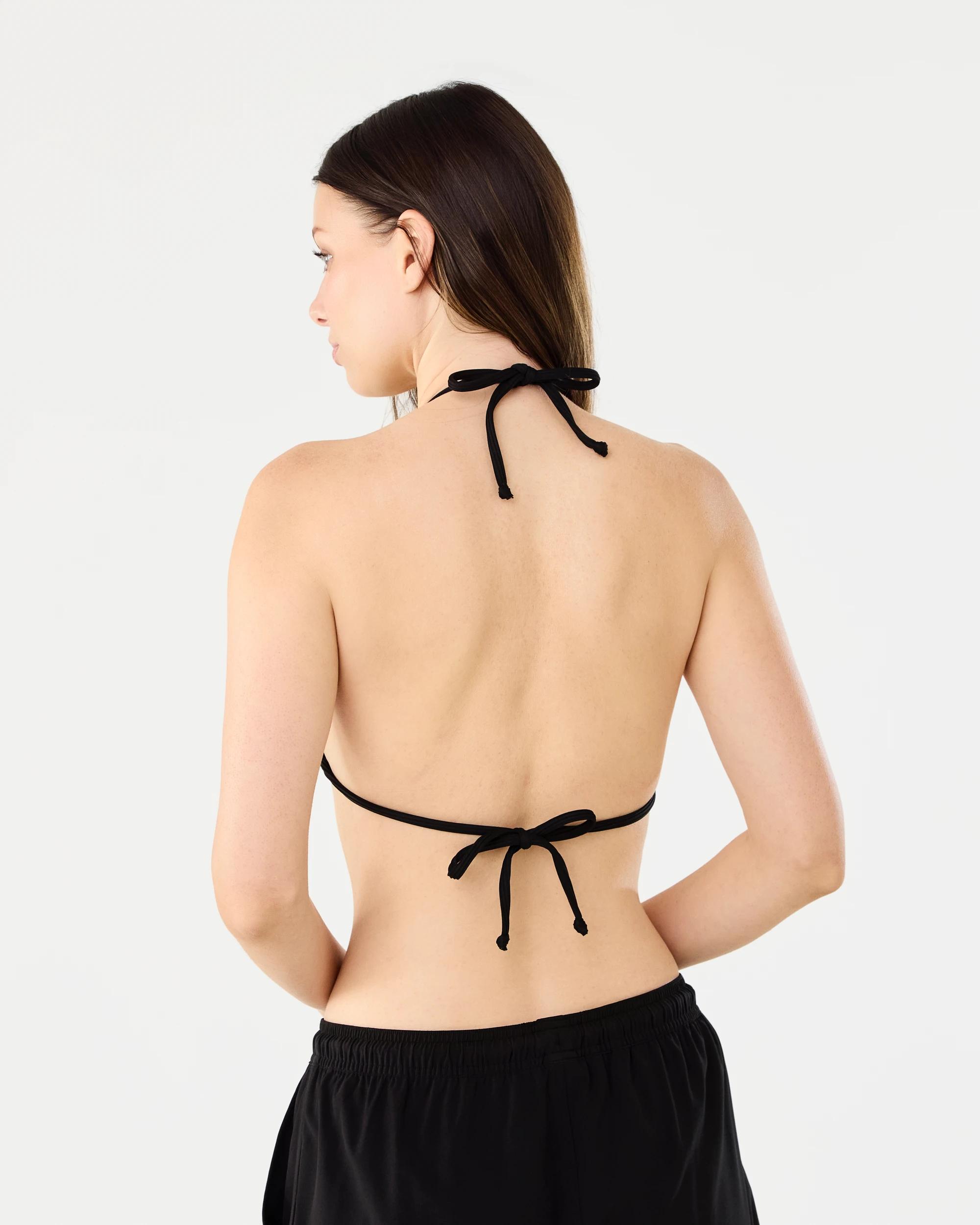 4 Ribbed Slide Triangle Bikini Top Black, 4 of 7