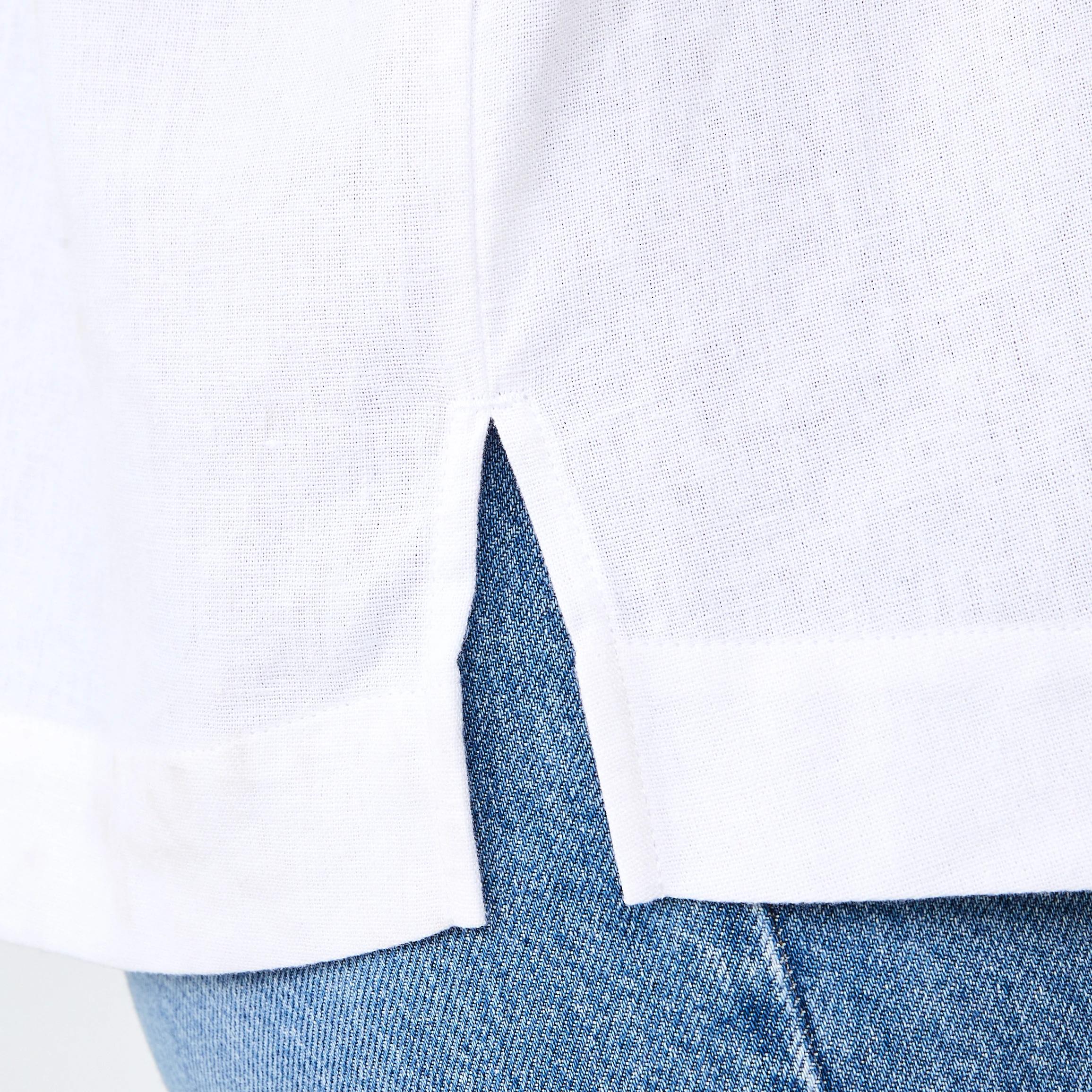 7 Short Sleeve Boxy Linen Blend Shirt WHITE, 7 of 7