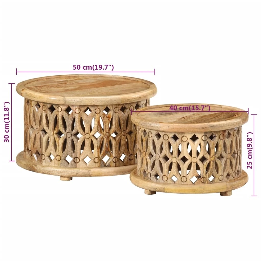 7 Vidaxl 2 Piece Coffee Table Set Solid Wood Mango - Brown, 7 of 10