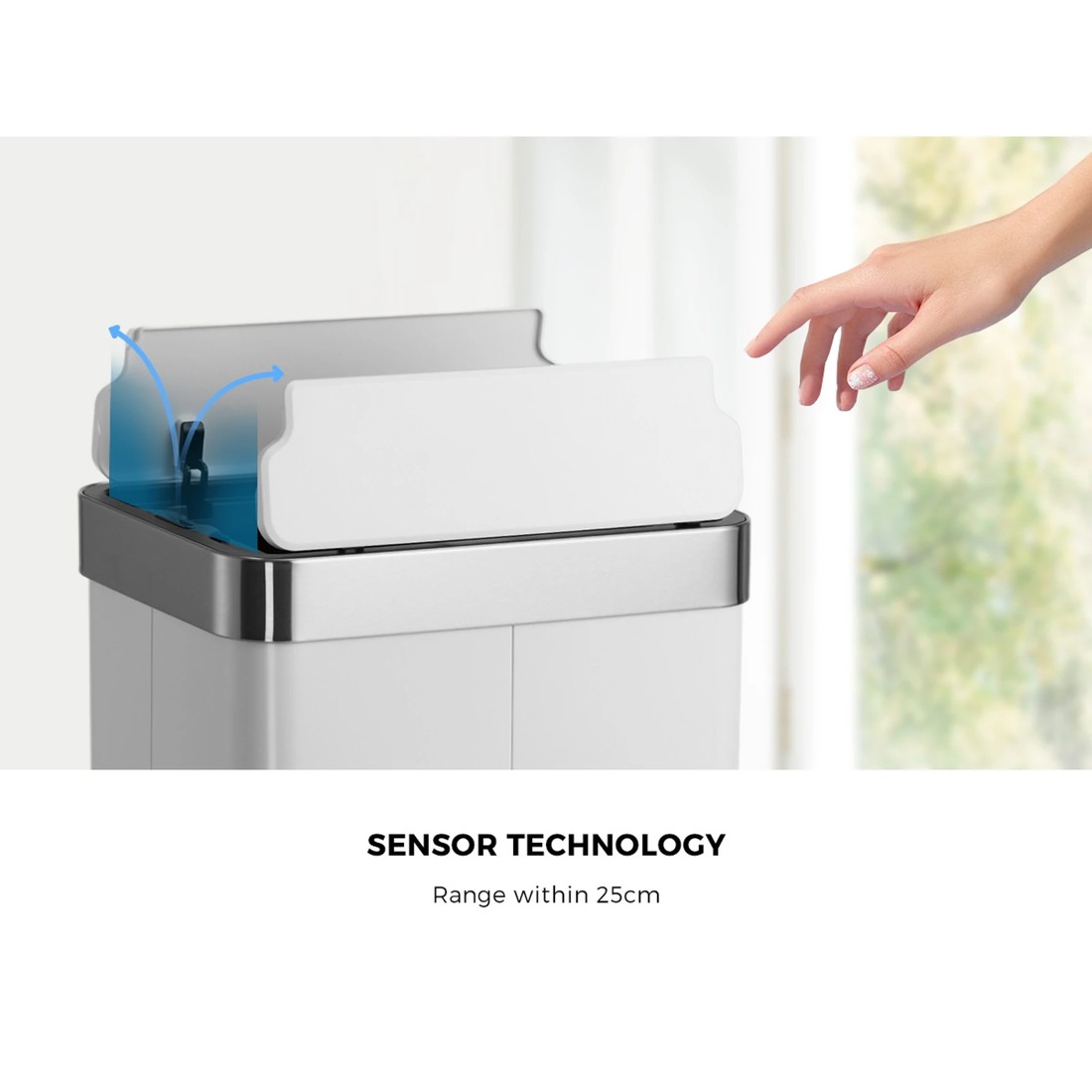 5 Oikiture 75L Motion Sensor Rubbish Bin Stainless Steel - Black, 5 of 10