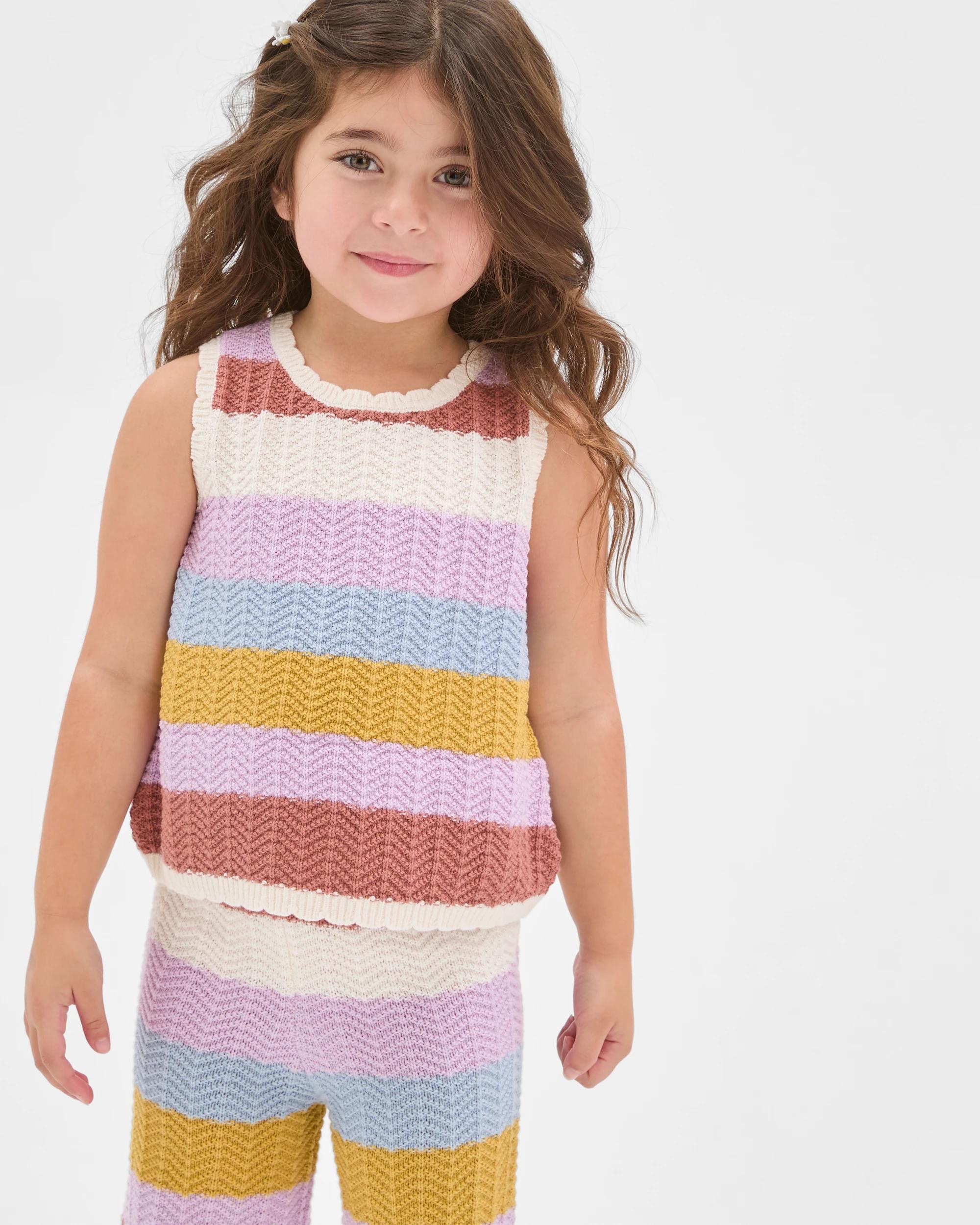 2 Target Kids Australian Cotton Crochet Co-Ord Tank Top MULTI STRIPE, 2 of 6