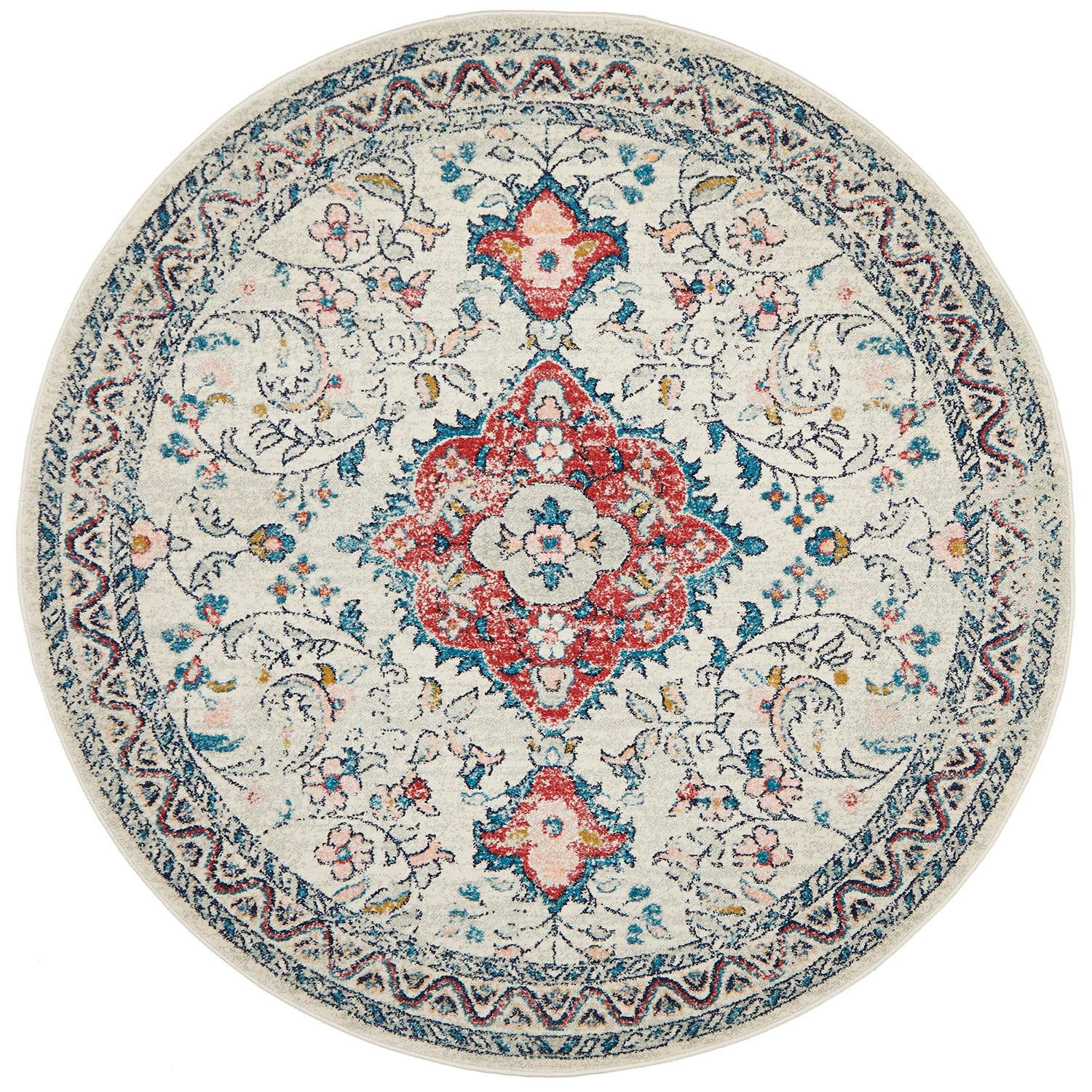 1 Common Ground Rugs Mason 705 240x240cm - Large Round Power Loomed Pet Friendly Rug - Multi, 1 of 7